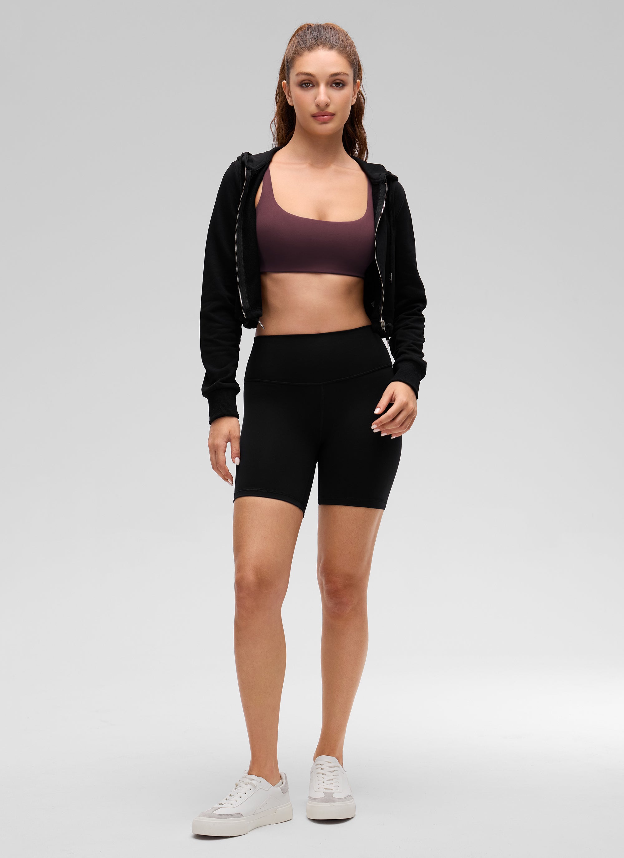 CRZ YOGA Wanita — Bra Mini Berbusa dengan Leher Persegi dan Model Cami " Butterluxe " Warna Ripe Plum