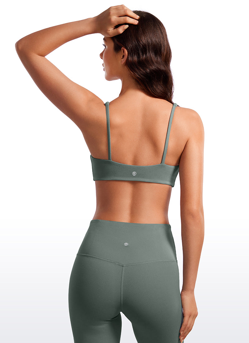 CRZ YOGA Wanita, Bra Mini Berbusa dengan Leher Persegi dan Model Cami " Butterluxe ", Warna Abu-abu Sage