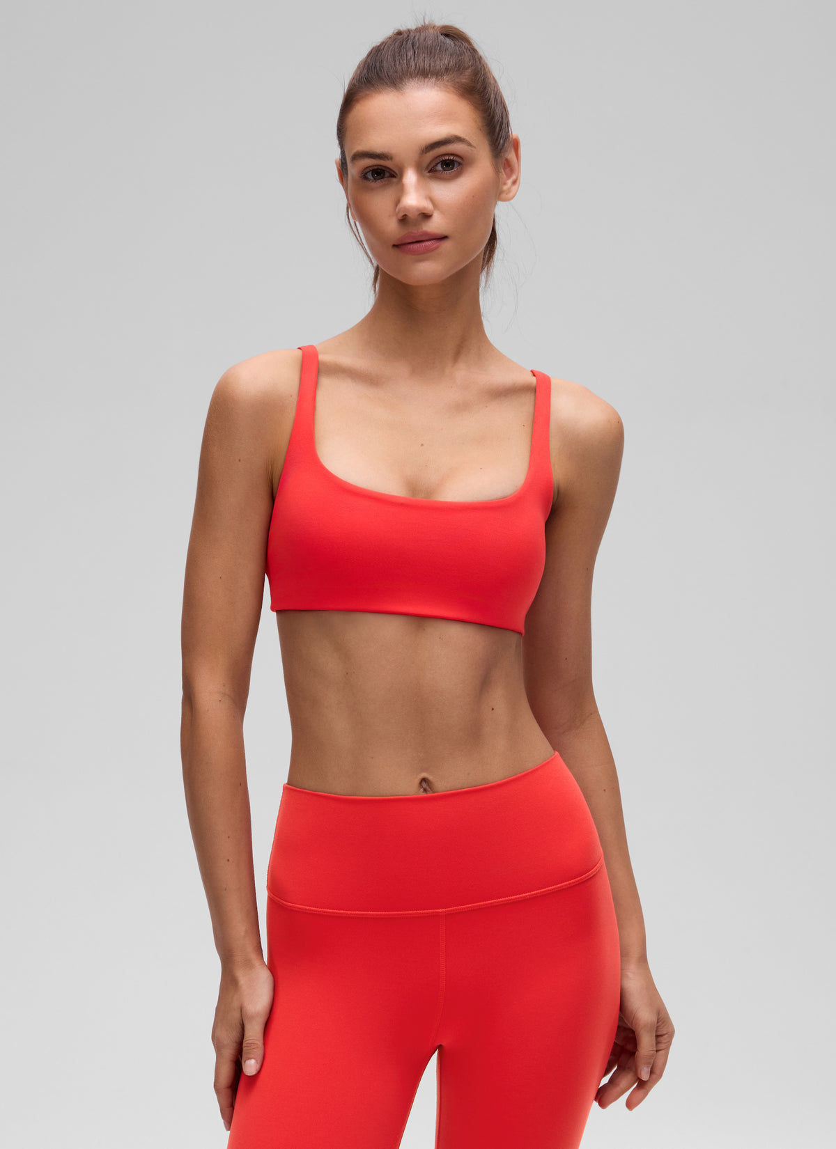 CRZ YOGA Women Butterluxe Square Neck Cami Padded Mini Bra Deep Red @model_info:G