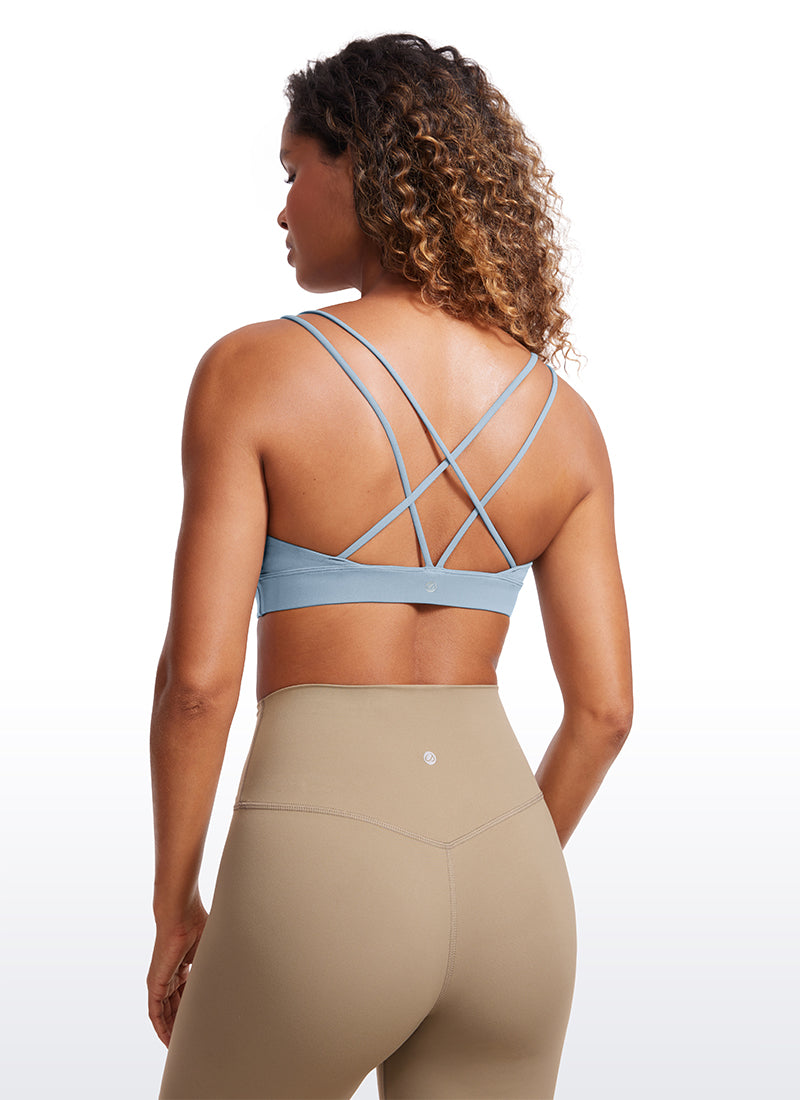CRZ YOGA レディース ライトサポートButterluxe ヨガブラ ストラップバック キャンブリックブルー