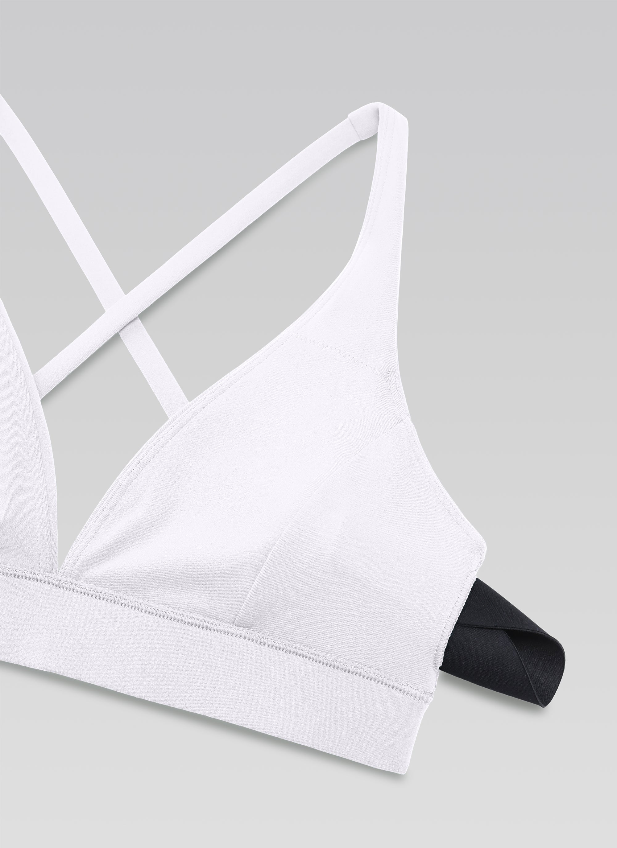CRZ YOGA Bra Yoga Wanita dengan Dukungan Ringan, Model " Butterluxe ", Punggung Ber tali, Leher V, Warna Putih