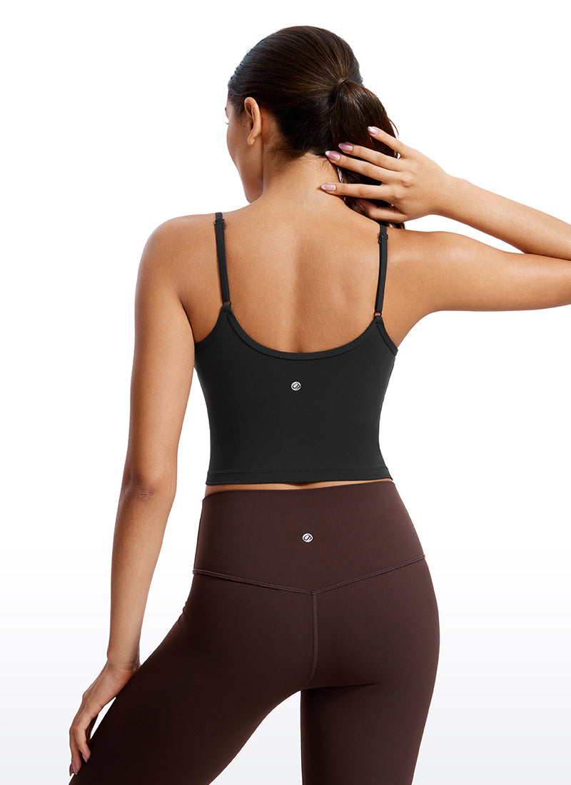 CRZ YOGA Butterluxe महिलाओं की V नेक लॉन्गलाइन योग पैडेड स्पोर्ट्स ब्रा ब्लैक