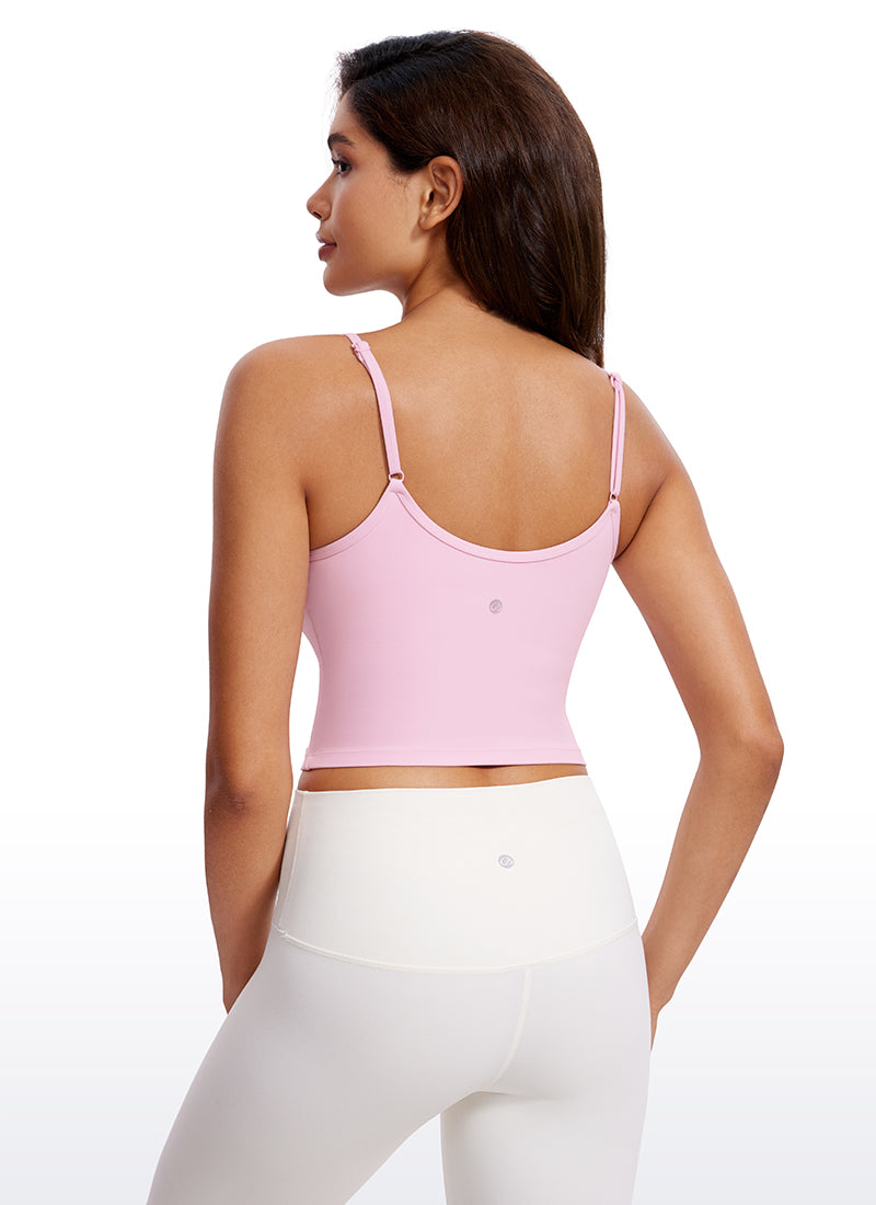 CRZ YOGA Butterluxe महिलाओं की V नेक लॉन्गलाइन योग पैडेड स्पोर्ट्स ब्रा पिंक पिओनी