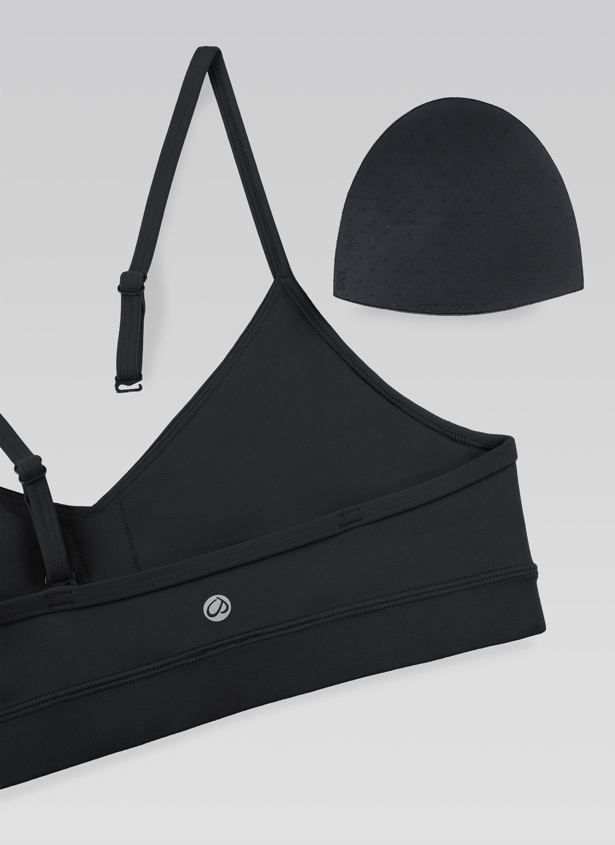 CRZ YOGA Butterluxe Áo lót thể thao yoga cổ chữ V dành cho nữ có đệm mút, màu đen