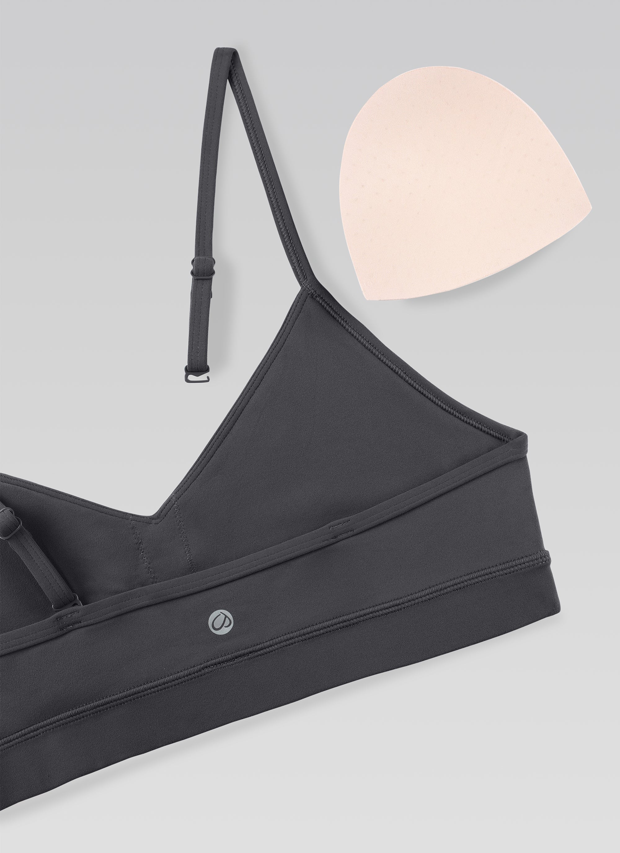 CRZ YOGA Butterluxe Áo lót thể thao yoga cổ chữ V dành cho nữ có đệm, màu xám huyền bí