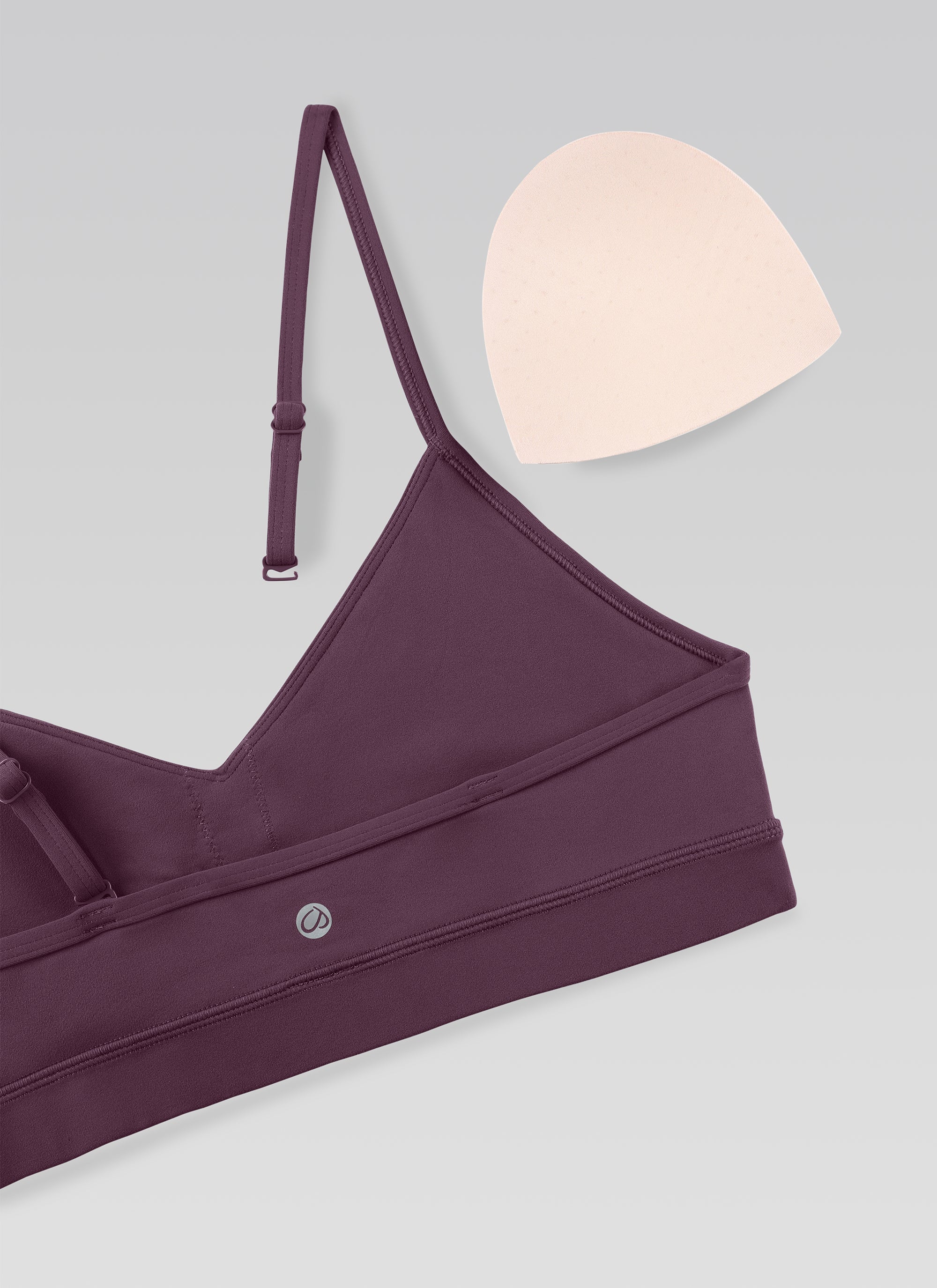 CRZ YOGA Butterluxe Áo lót thể thao yoga cổ chữ V dành cho nữ có đệm, màu tím nho gai