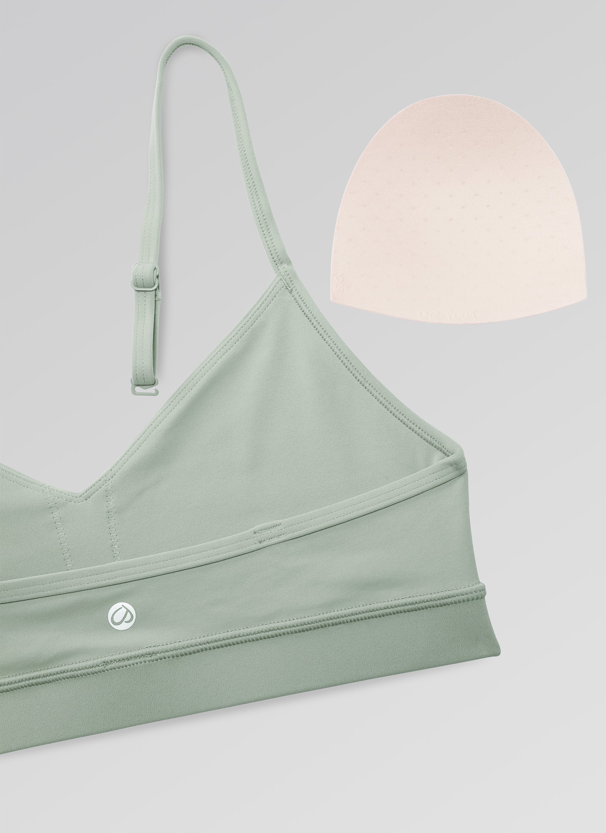 CRZ YOGA Butterluxe Áo lót thể thao yoga cổ chữ V dành cho nữ có đệm, màu xanh lá cây Palm Court