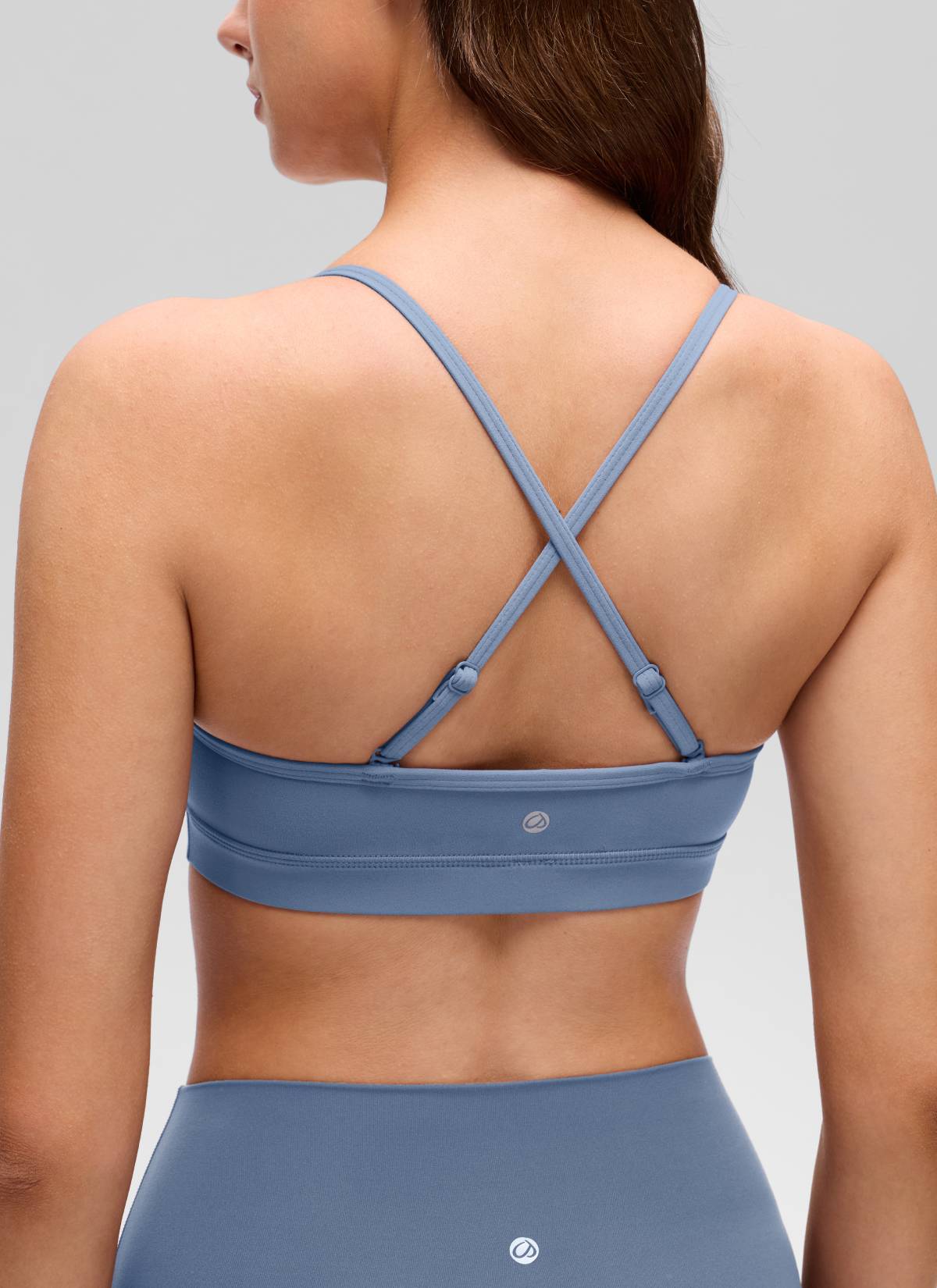 CRZ YOGA Butterluxe Áo lót thể thao yoga cổ chữ V dành cho nữ, có đệm, chất liệu denim đã qua xử lý