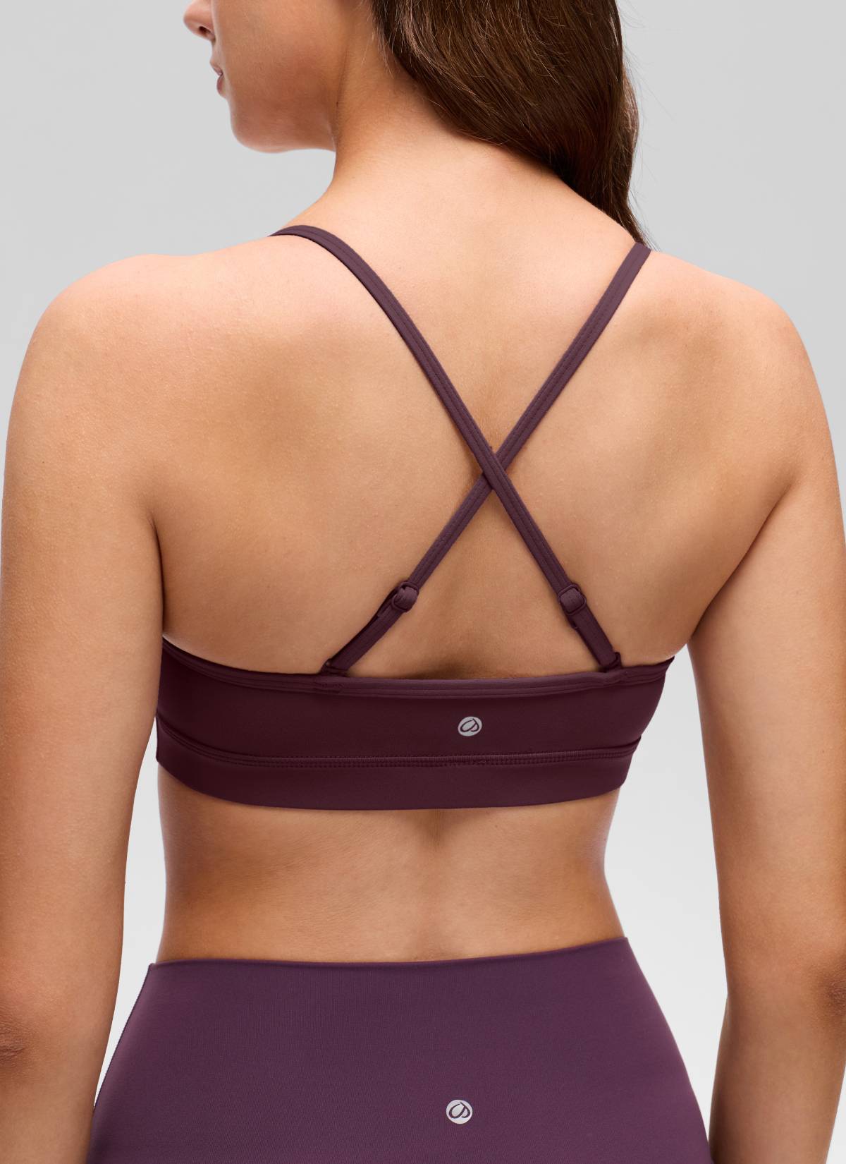 CRZ YOGA Butterluxe Áo lót thể thao yoga cổ chữ V dành cho nữ có đệm, màu Mận chín