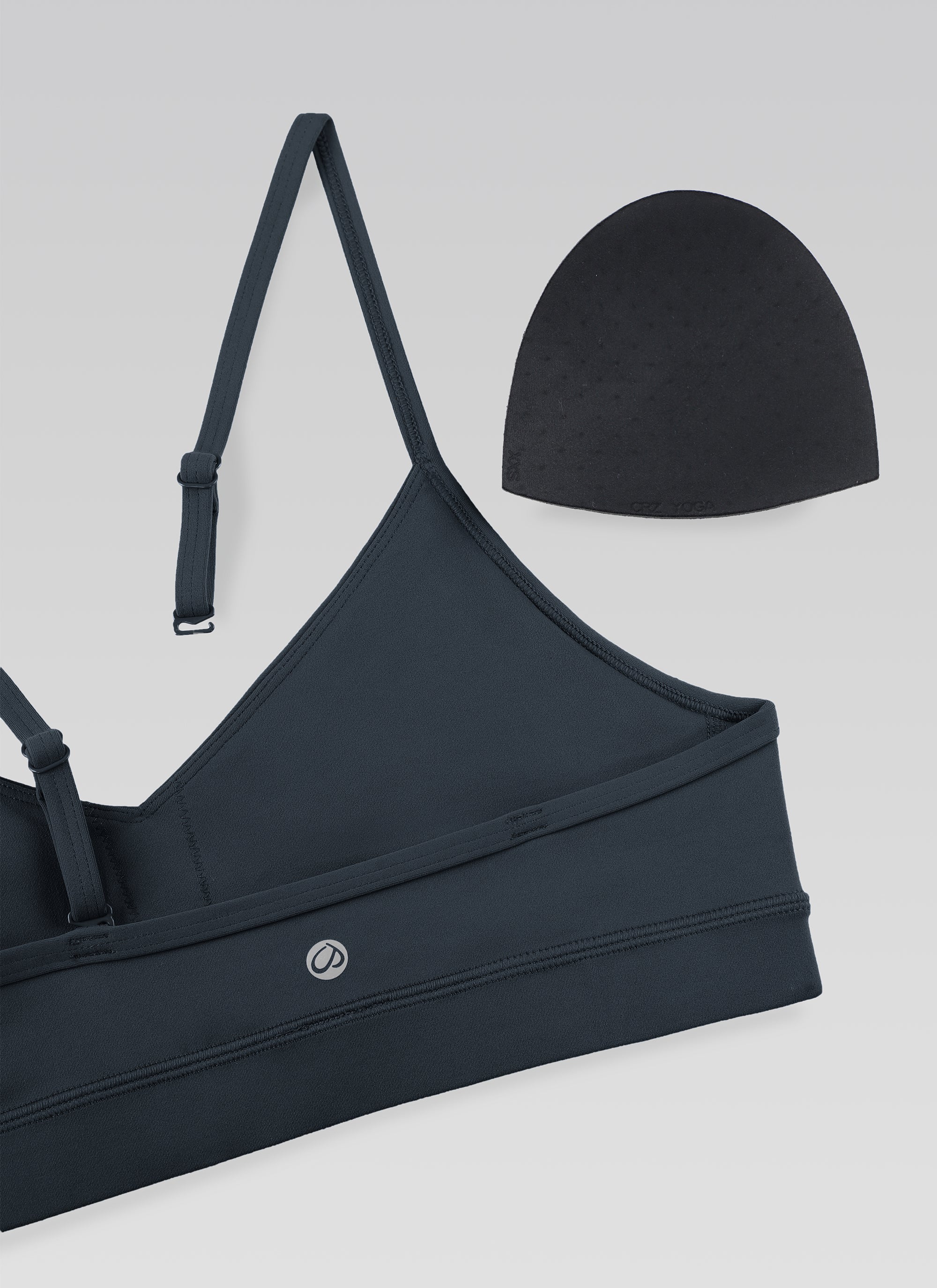 CRZ YOGA Butterluxe Áo lót thể thao yoga cổ chữ V dành cho nữ có đệm, màu xanh navy đậm
