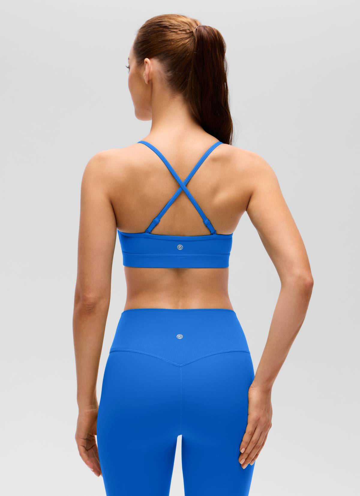 CRZ YOGA Butterluxe Womens V Neck Camisole Yoga Padded Sports Bra Sparkle Blue @model_info:Lary