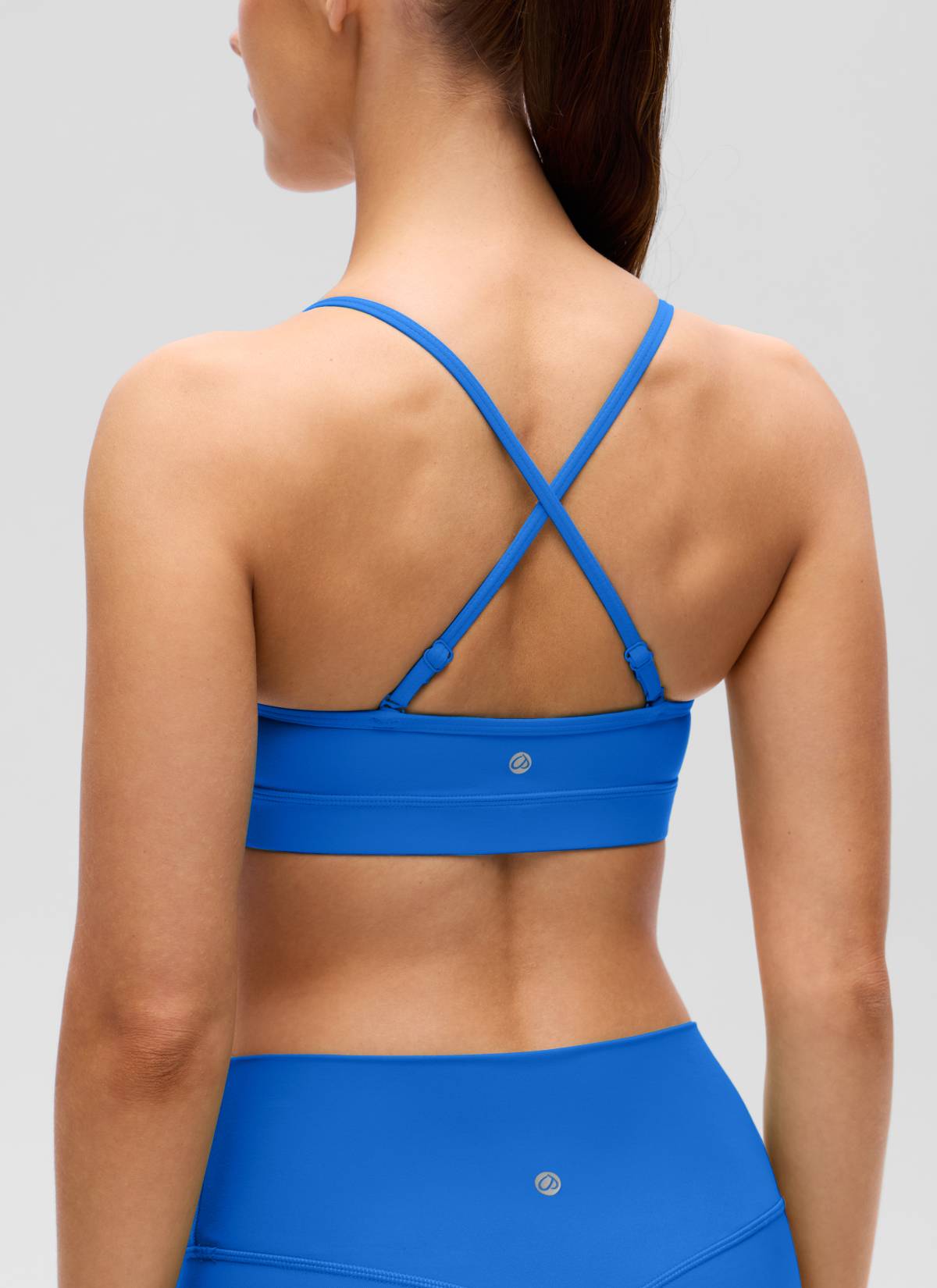 CRZ YOGA Butterluxe Áo lót thể thao yoga cổ chữ V dành cho nữ có đệm, màu xanh lấp lánh
