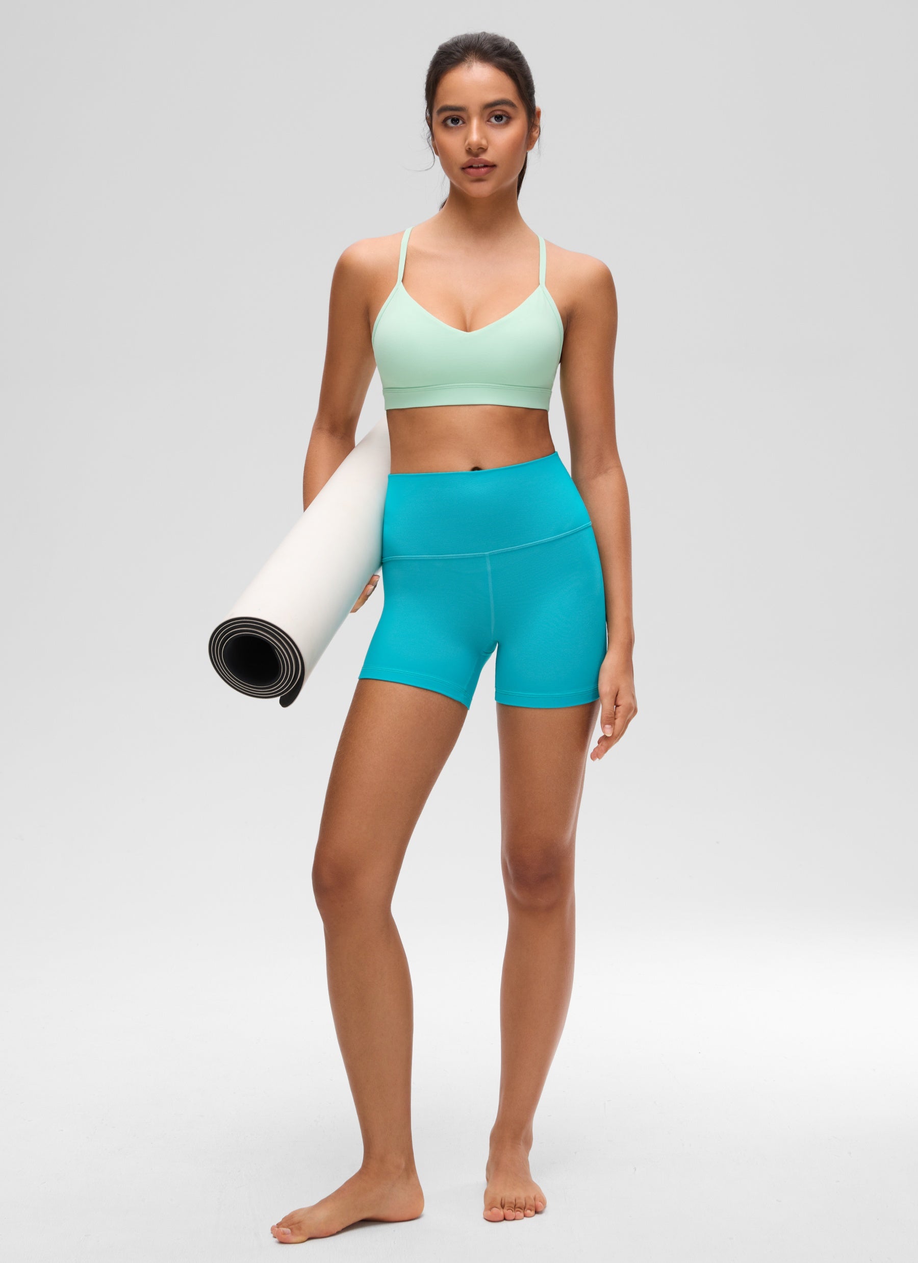 CRZ YOGA Butterluxe Áo lót thể thao yoga cổ chữ V dành cho nữ có đệm, mẫu Mint Moment