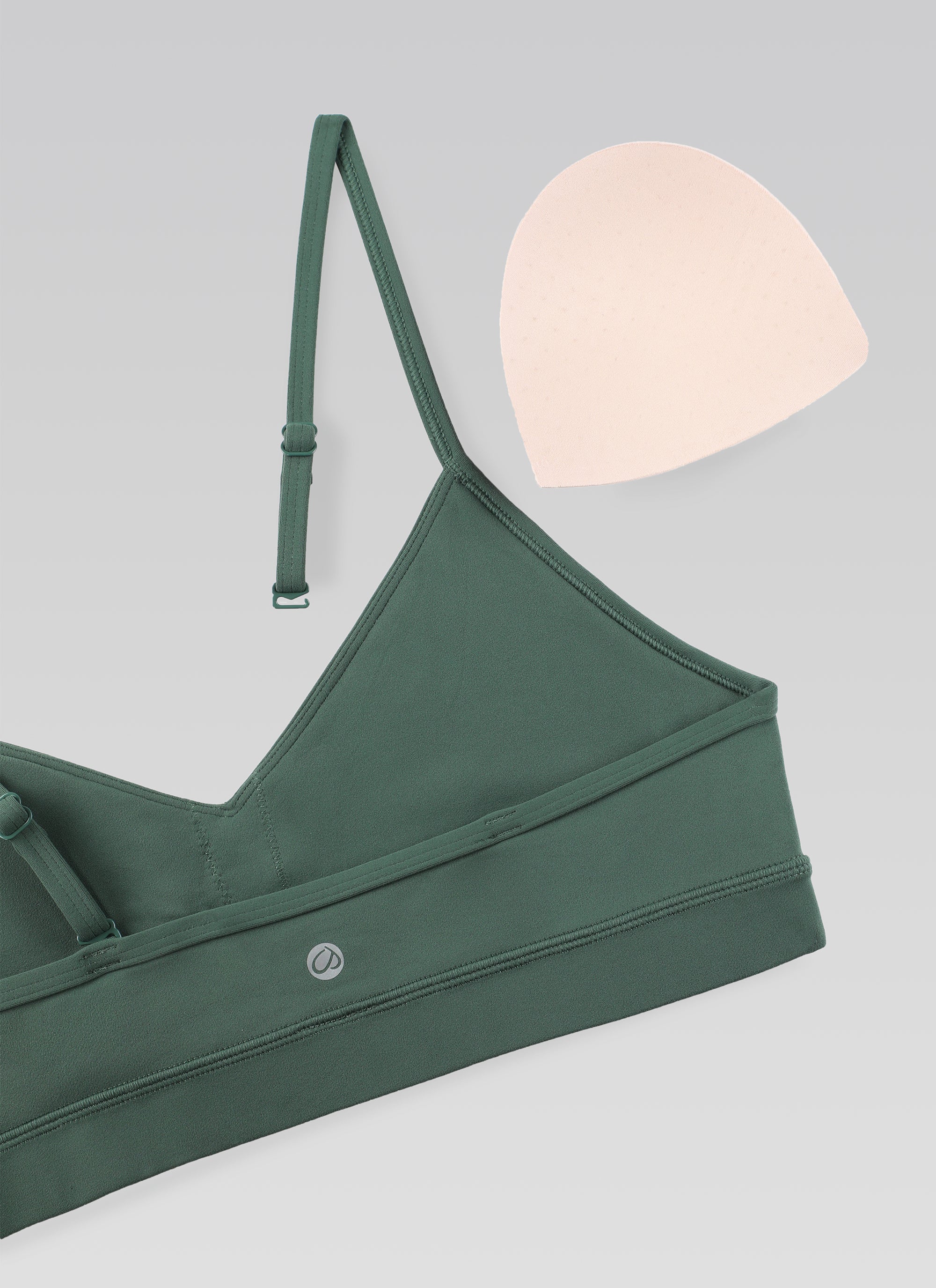 CRZ YOGA Butterluxe Áo lót thể thao yoga cổ chữ V dành cho nữ có đệm mút, màu xanh lá rừng đậm