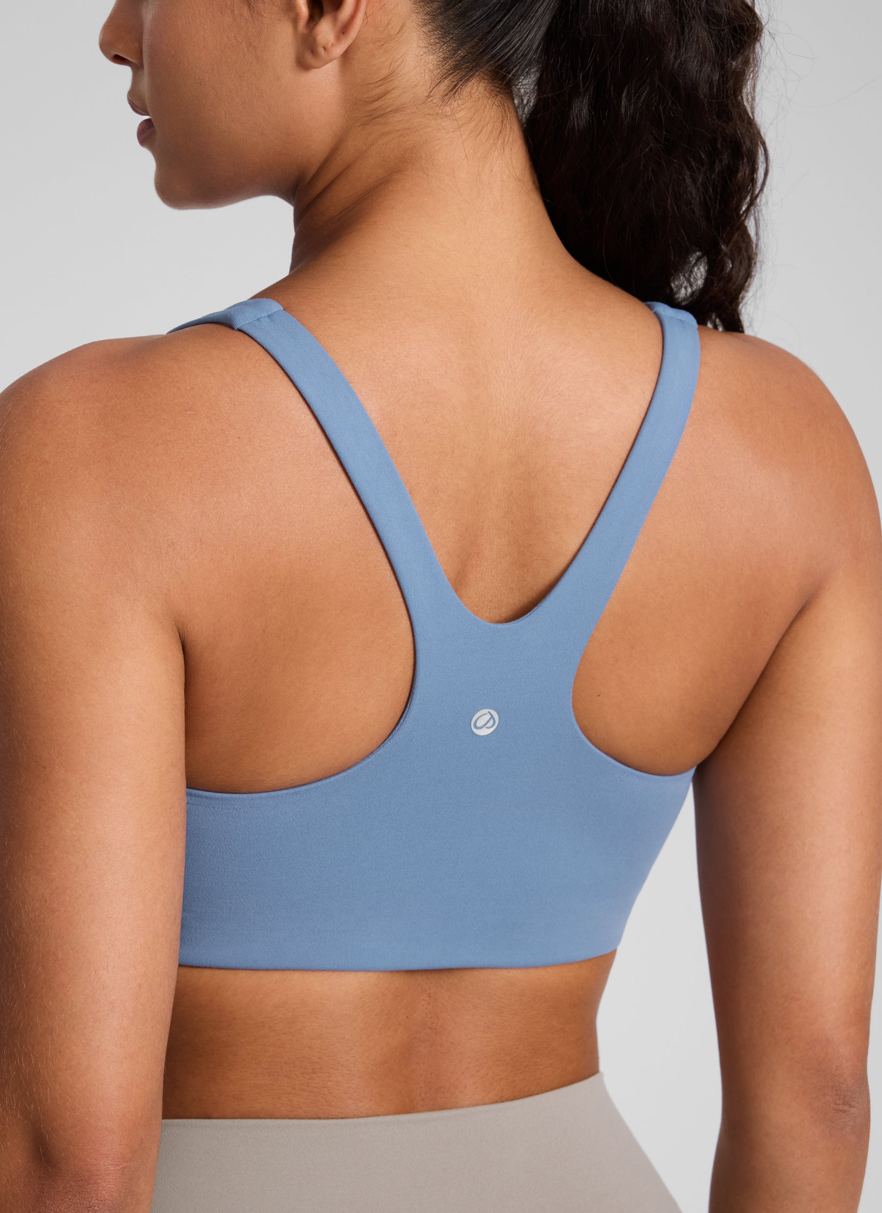 CRZ YOGA Pambabae Butterlift Dobleng Linya ng Square Neck Yoga Sports Bra na Hinugasan ng Denim