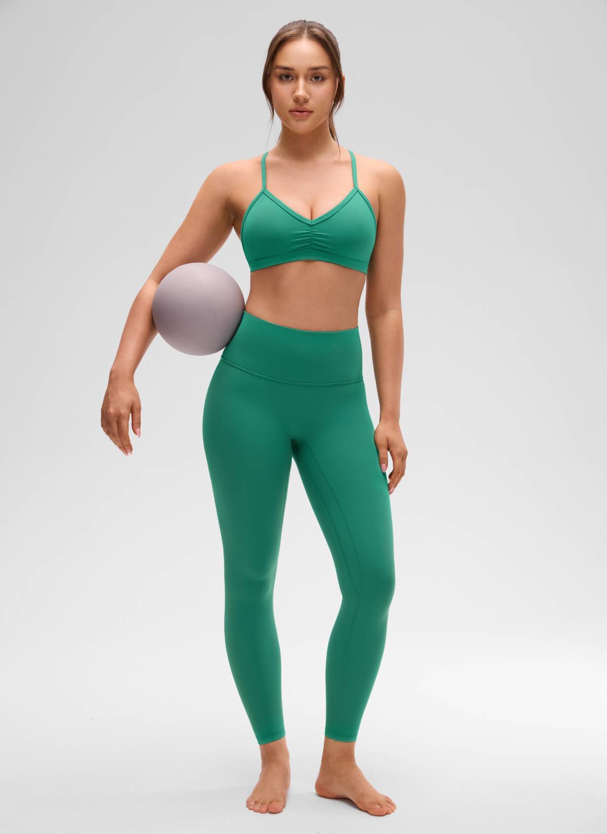CRZ YOGA Butterluxe Bra Sukan Yoga Berlapik Leher V Wanita Berumbai Hijau Cascadia