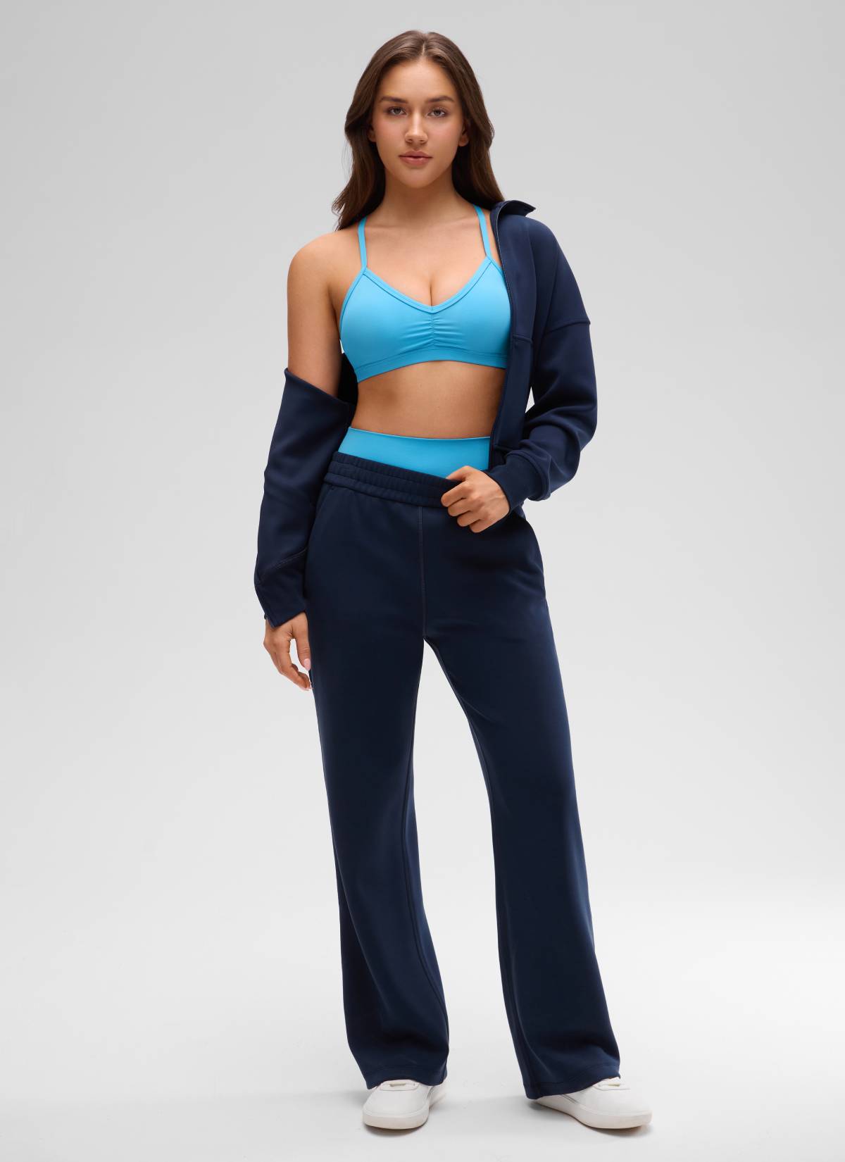 CRZ YOGA Butterluxe Bra Sukan Yoga Berlapik Leher V Wanita Berkait Kayak Biru