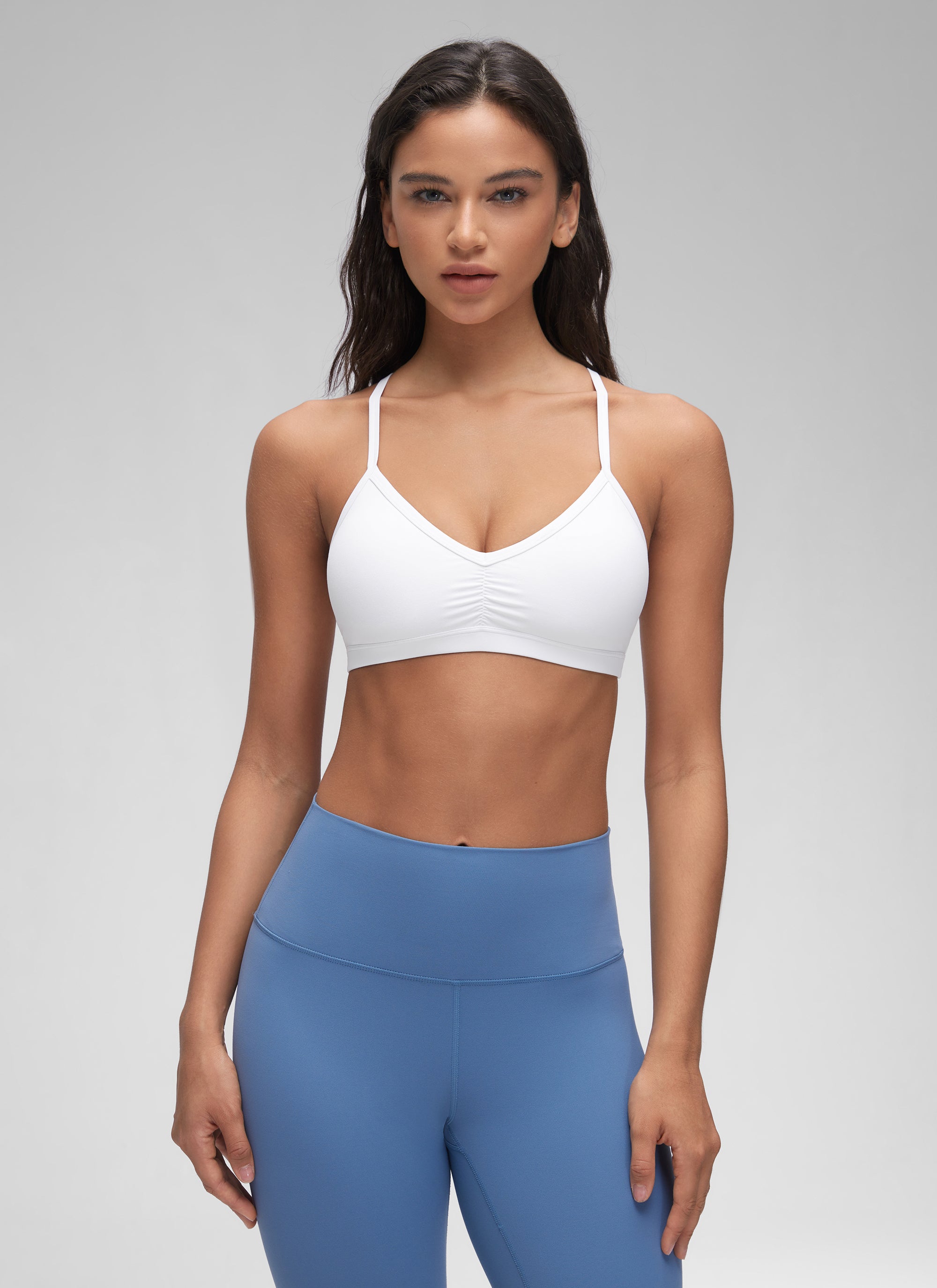 CRZ YOGA Butterluxe Bra Sukan Yoga Berlapik Leher V Wanita Berlubang Putih