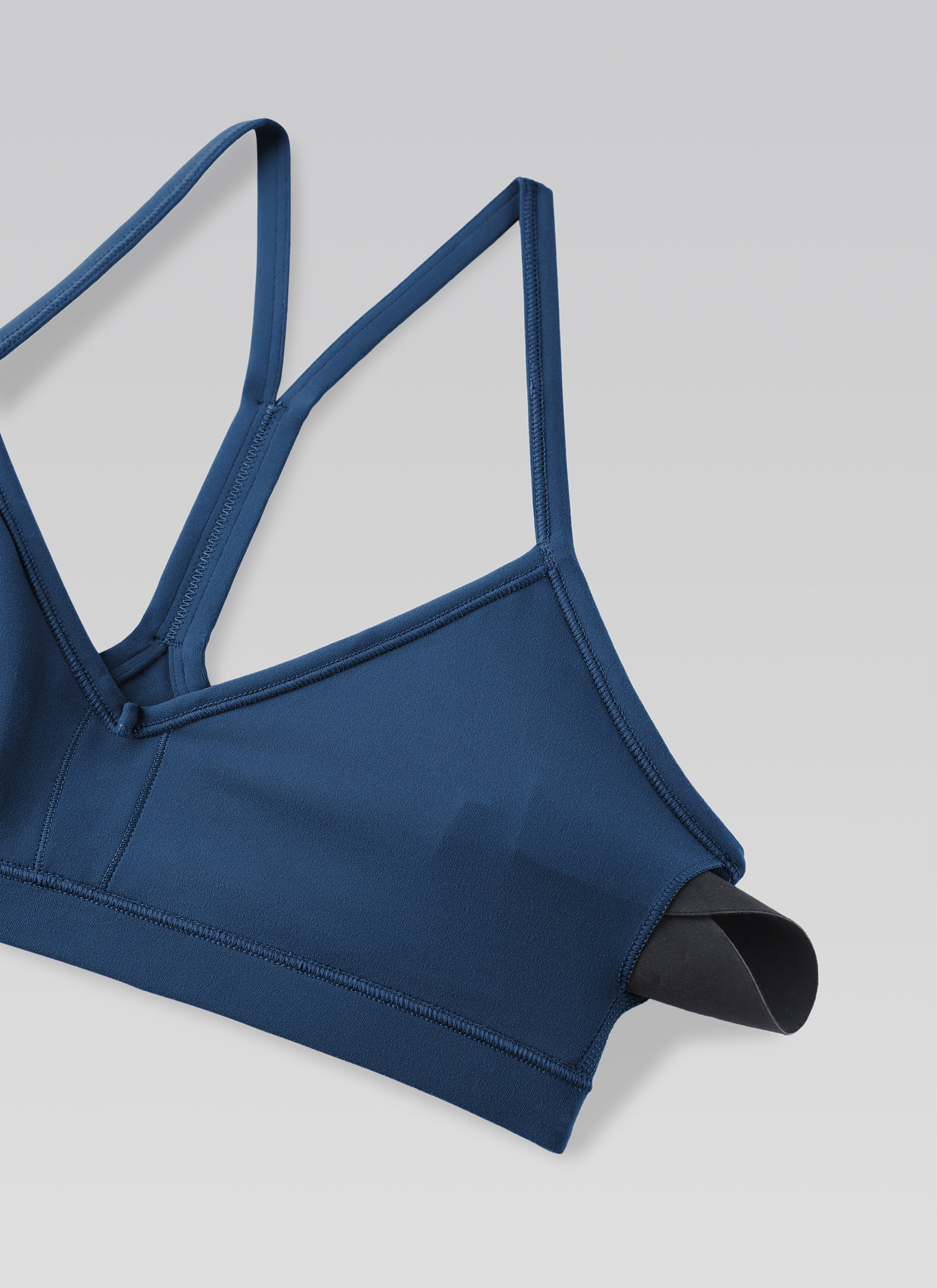 CRZ YOGA Butterluxe Bra Sukan Yoga Berlapik Leher V Wanita Berumbai Tentera Laut Perancis