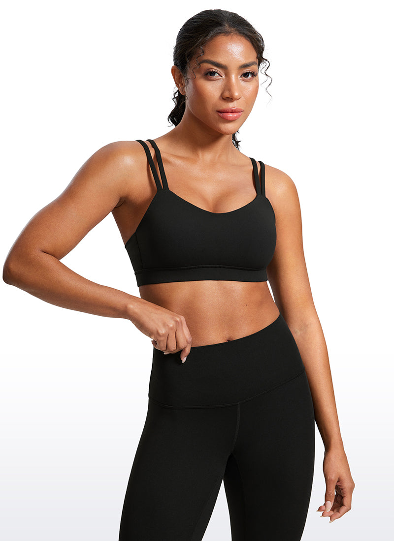 Áo Bra Thể Thao Nữ CRZ YOGA Đệm Ngực Đúc Liền Butterluxe Dây Mảnh Cổ Chữ V Màu Đen