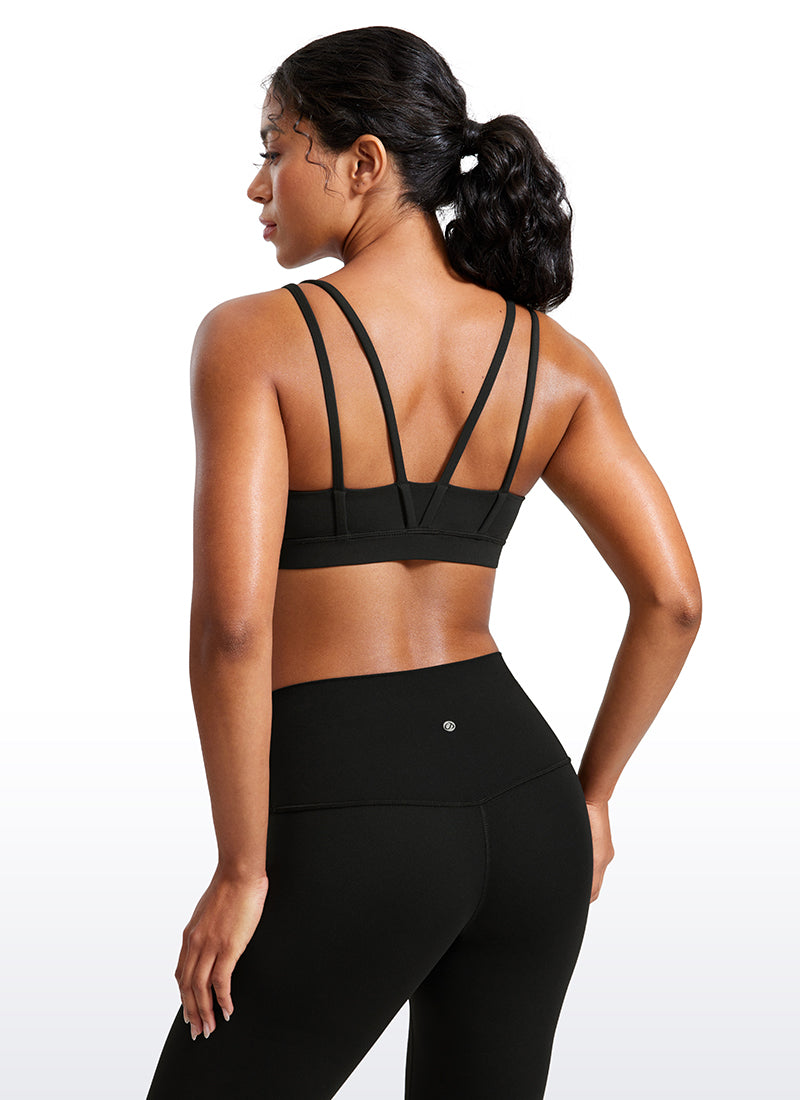 Áo Bra Thể Thao Nữ CRZ YOGA Đệm Ngực Đúc Liền Butterluxe Dây Mảnh Cổ Chữ V Màu Đen