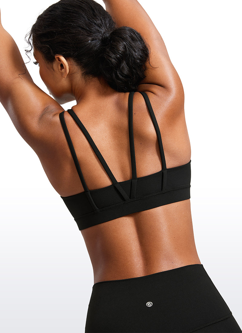 Áo Bra Thể Thao Nữ CRZ YOGA Đệm Ngực Đúc Liền Butterluxe Dây Mảnh Cổ Chữ V Màu Đen