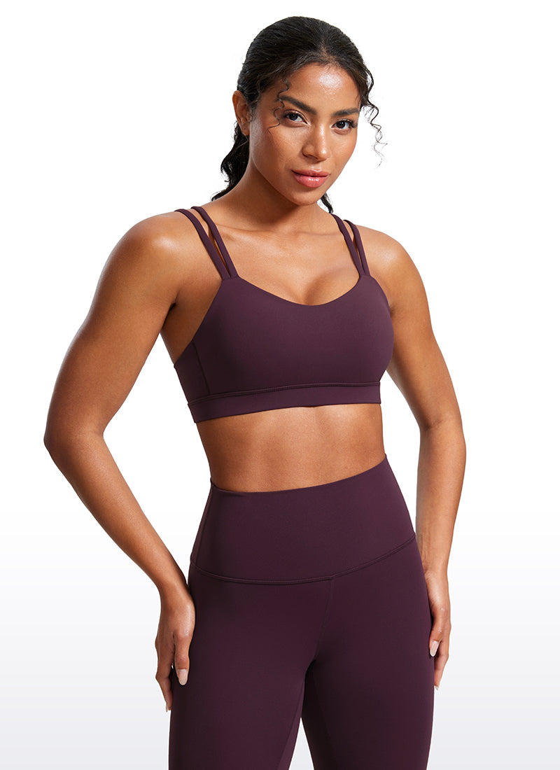 Áo Bra Thể Thao Nữ CRZ YOGA Đệm Ngực Đúc Liền Butterluxe Dây Mảnh Cổ Chữ V Màu Tím Đậm