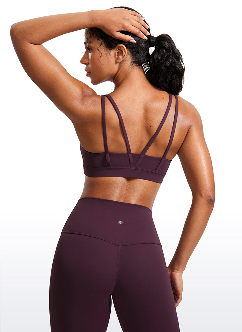 Áo Bra Thể Thao Nữ CRZ YOGA Đệm Ngực Đúc Liền Butterluxe Dây Mảnh Cổ Chữ V Màu Tím Đậm