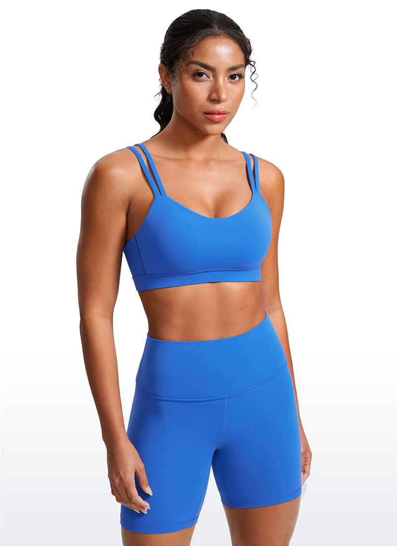 Áo Bra Thể Thao Nữ CRZ YOGA Đệm Ngực Đúc Liền Butterluxe Dây Mảnh Cổ Chữ V Màu Xanh Lấp Lánh