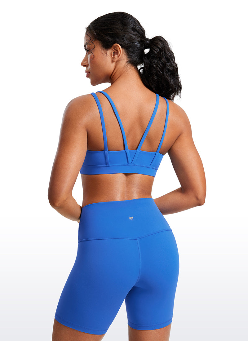 Áo Bra Thể Thao Nữ CRZ YOGA Đệm Ngực Đúc Liền Butterluxe Dây Mảnh Cổ Chữ V Màu Xanh Lấp Lánh