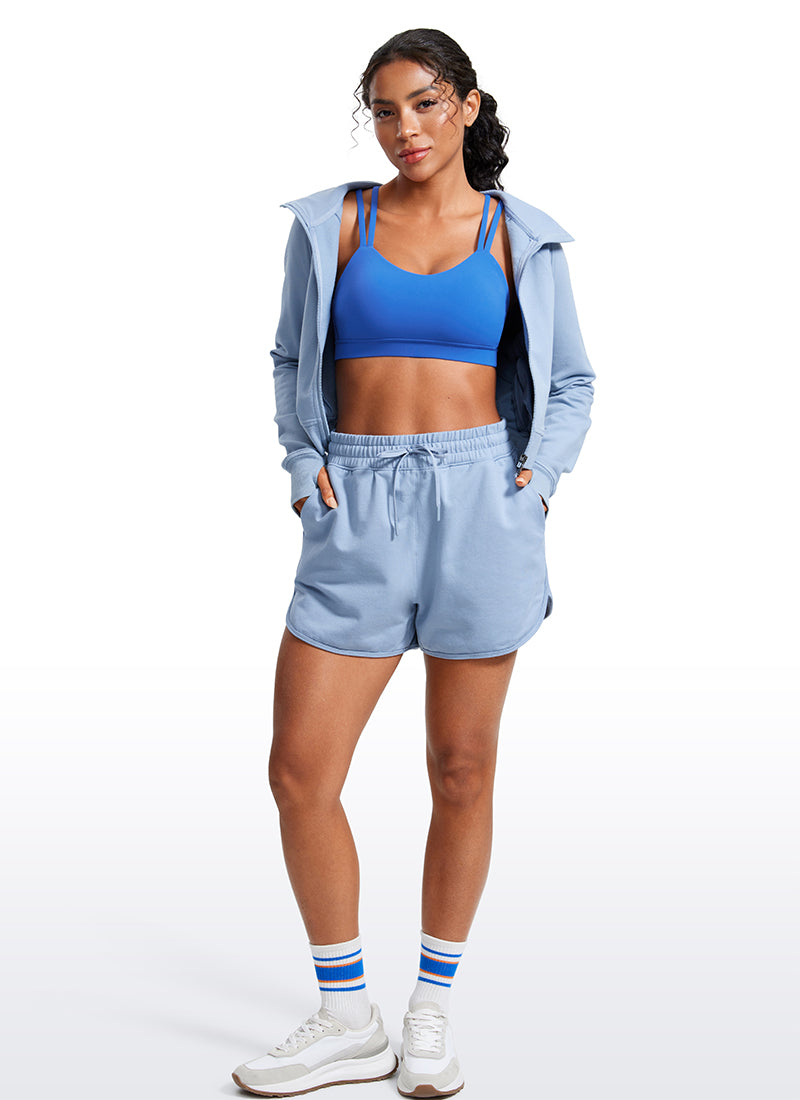 Áo Bra Thể Thao Nữ CRZ YOGA Đệm Ngực Đúc Liền Butterluxe Dây Mảnh Cổ Chữ V Màu Xanh Lấp Lánh