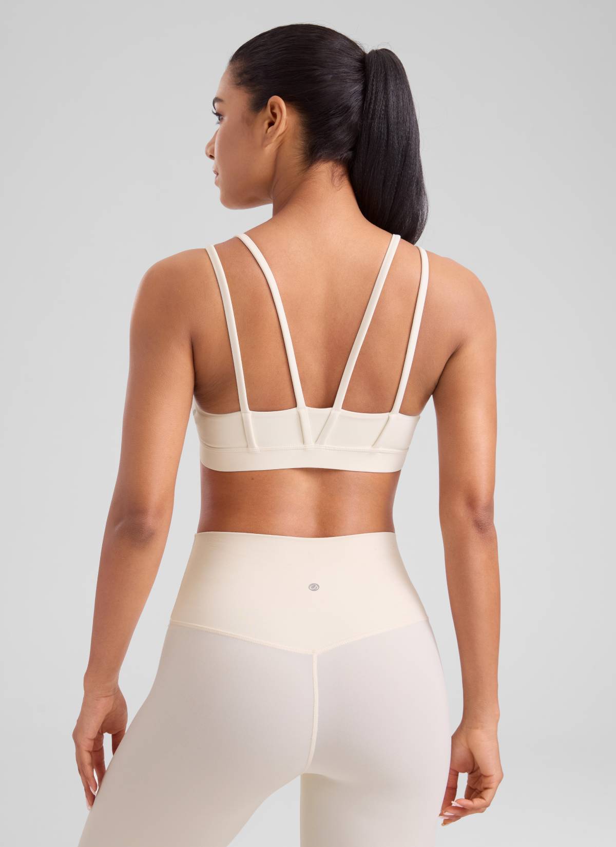 Áo Bra Thể Thao Nữ CRZ YOGA Đệm Ngực Đúc Liền Butterluxe Dây Mảnh Cổ Chữ V Màu Trắng Sữa