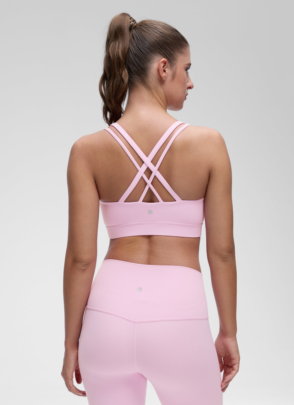 CRZ YOGA Women's Yoga Light Support Double Strap Mold Sport Bra Vita Pink @model_info:Marina