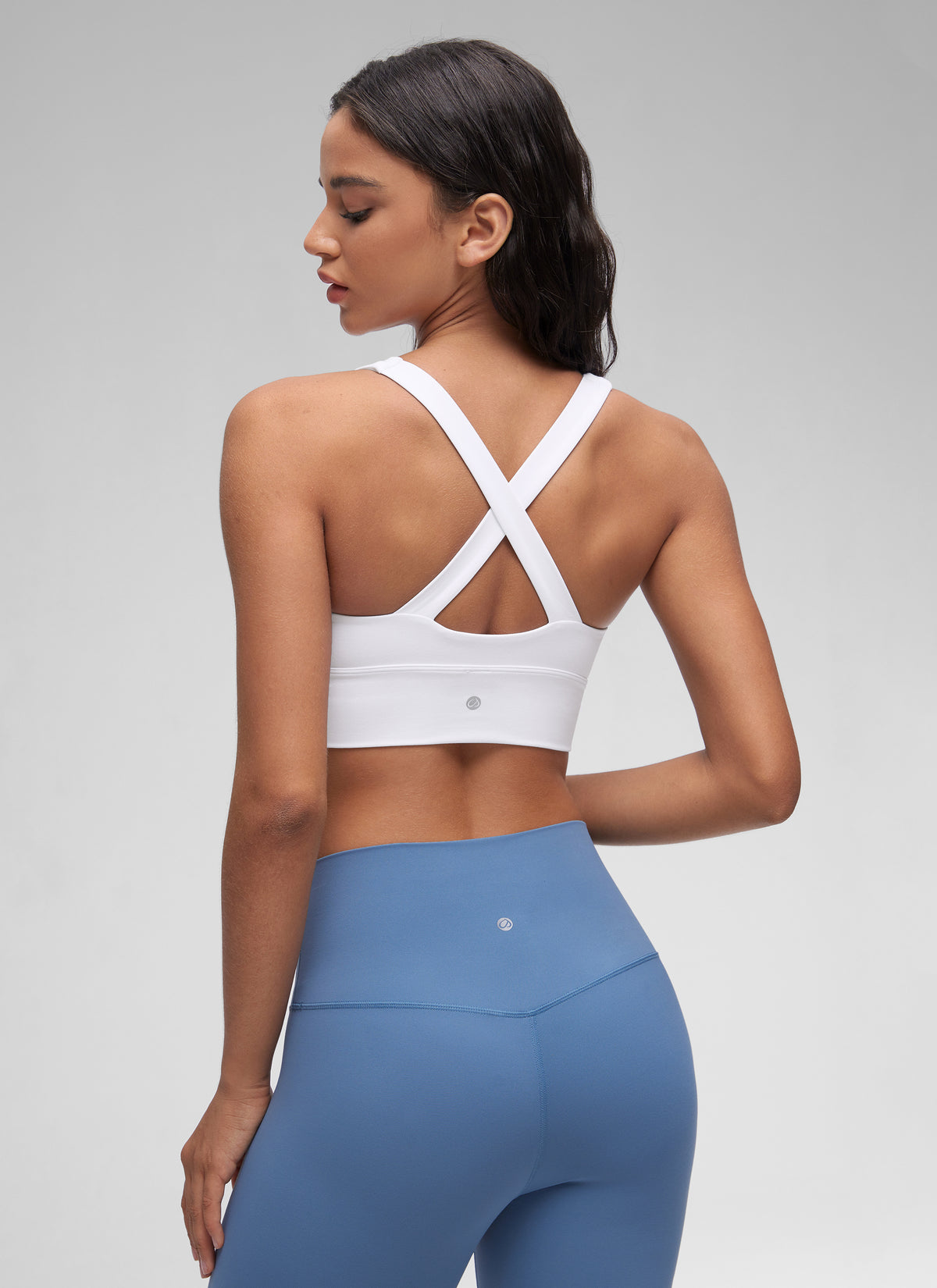 CRZ YOGA Women's Light Support Butterluxe Yoga Bra Ruched V Neck White @model_info:Winma
