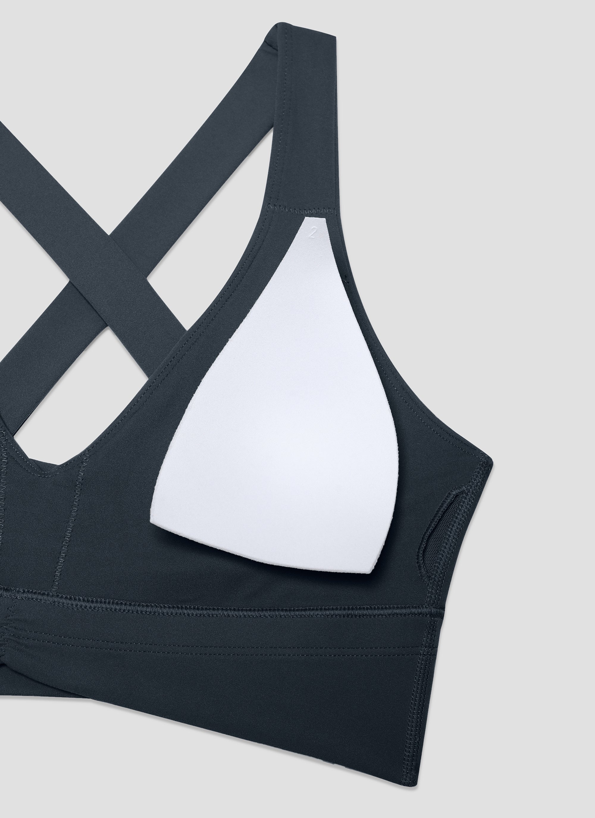 Áo lót yoga CRZ YOGA dành cho nữ, kiểu dáng " Butterluxe " với độ nâng đỡ nhẹ, cổ chữ V xếp nếp, màu xanh navy đậm