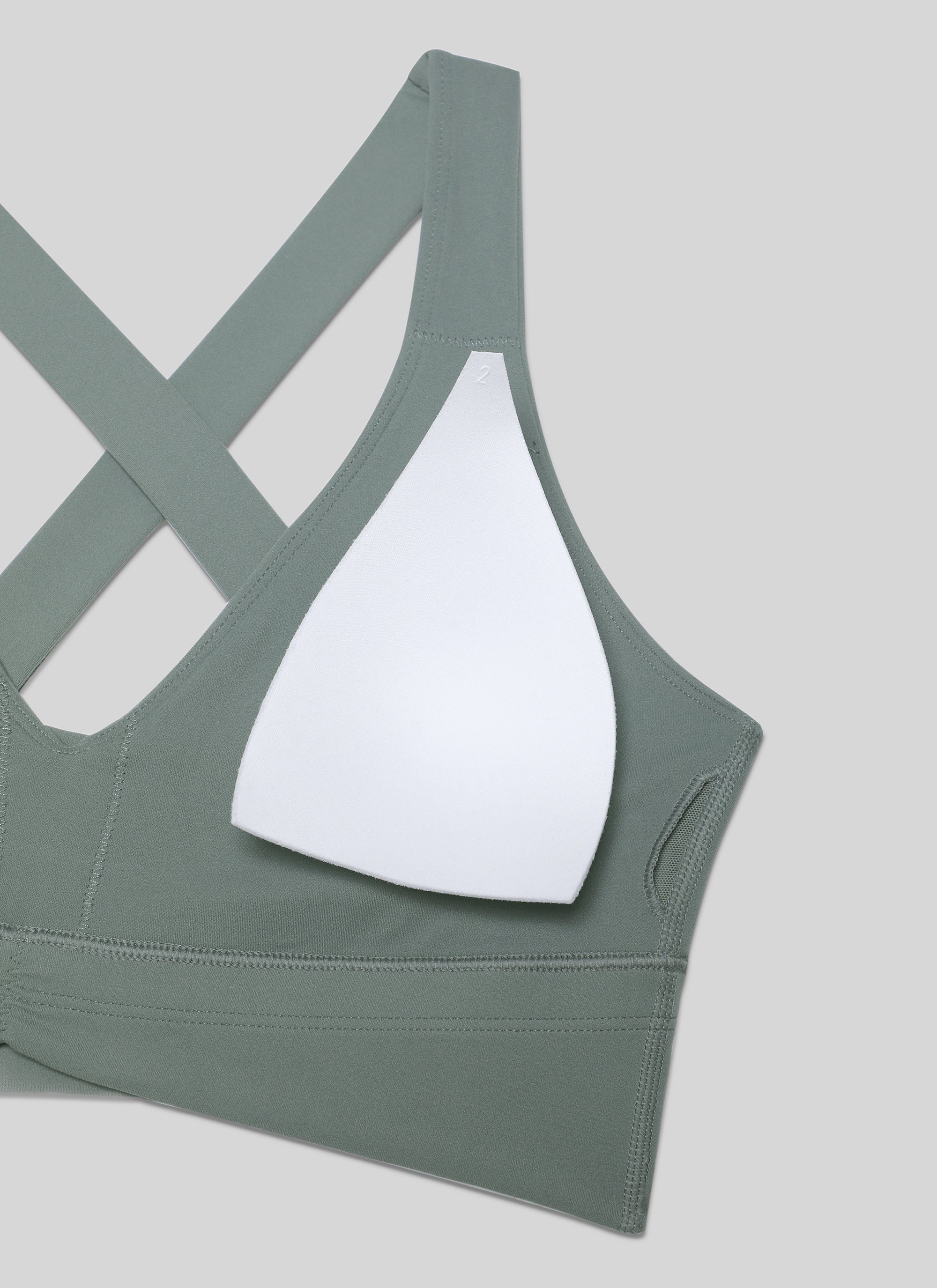 Áo lót yoga CRZ YOGA dành cho nữ, kiểu dáng " Butterluxe " với độ nâng đỡ nhẹ, cổ chữ V xếp nếp, màu xám lá xô thơm