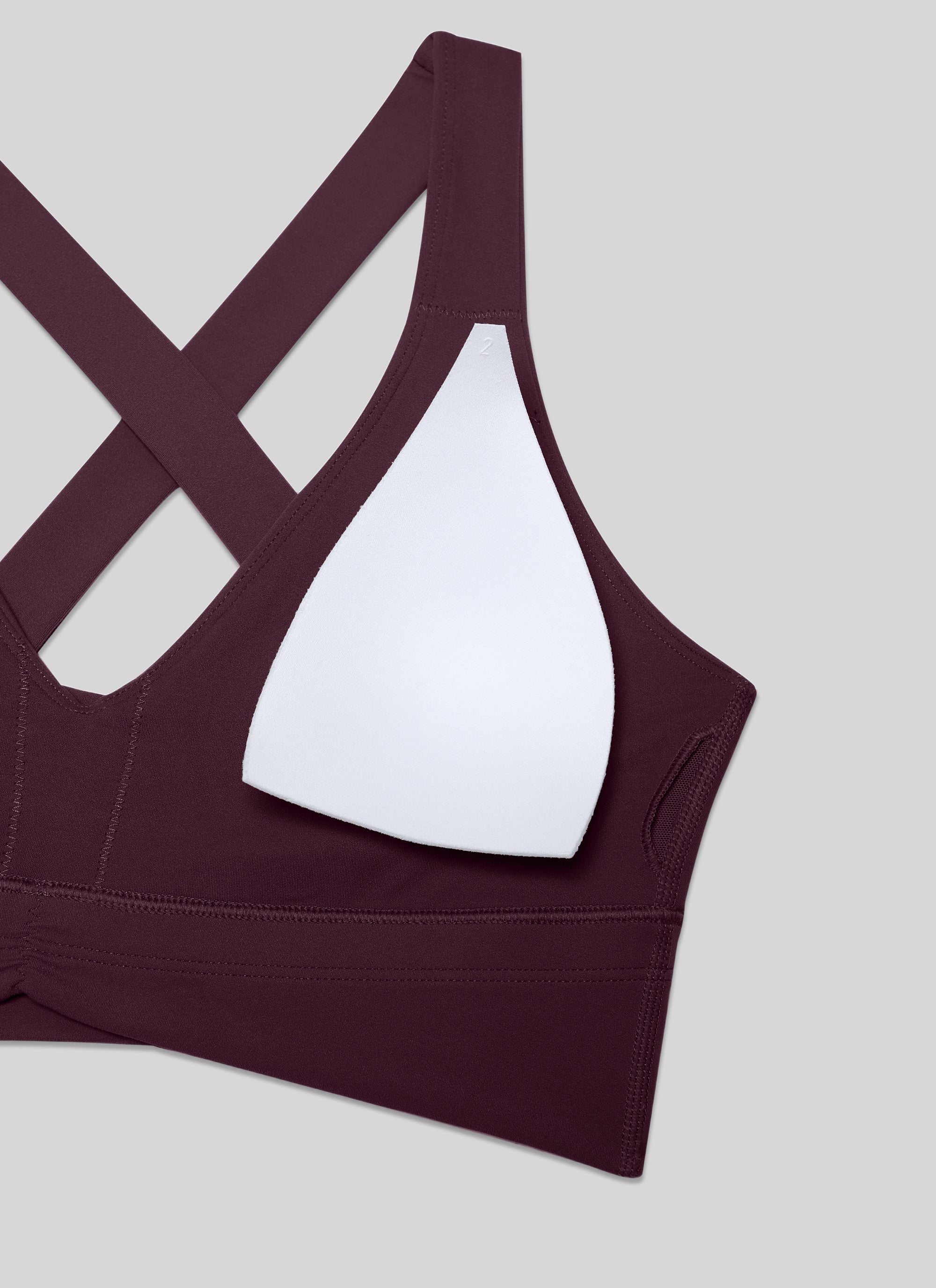 Áo lót yoga CRZ YOGA dành cho nữ, kiểu " Butterluxe " với độ nâng đỡ nhẹ, cổ chữ V xếp nếp, màu tím đậm
