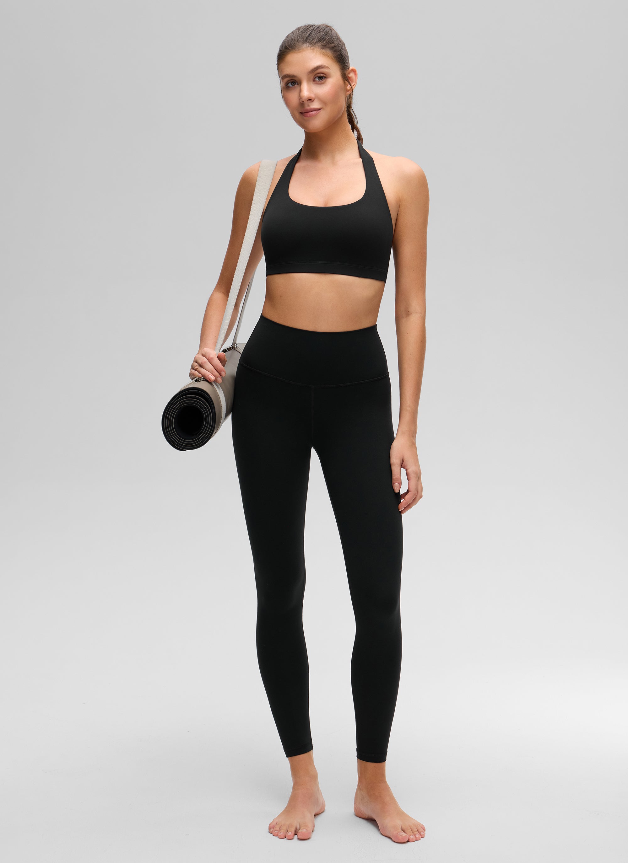 CRZ YOGA - Áo lót thể thao dành cho nữ tập yoga, cổ tròn, có đệm, lưng hở, màu đen
