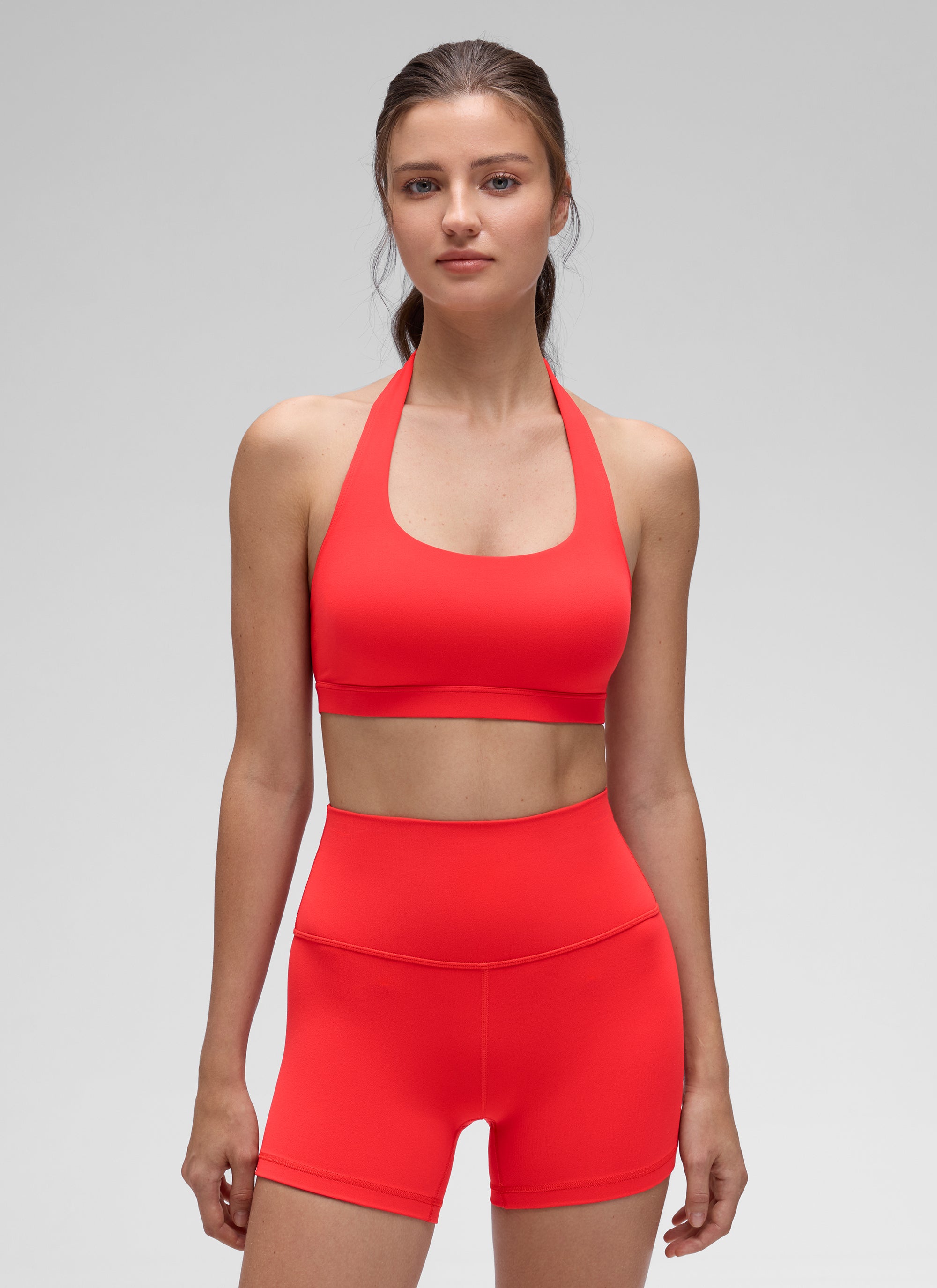 CRZ YOGA - Áo lót thể thao dành cho nữ tập yoga, cổ tròn, có đệm, lưng hở, màu đỏ đậm