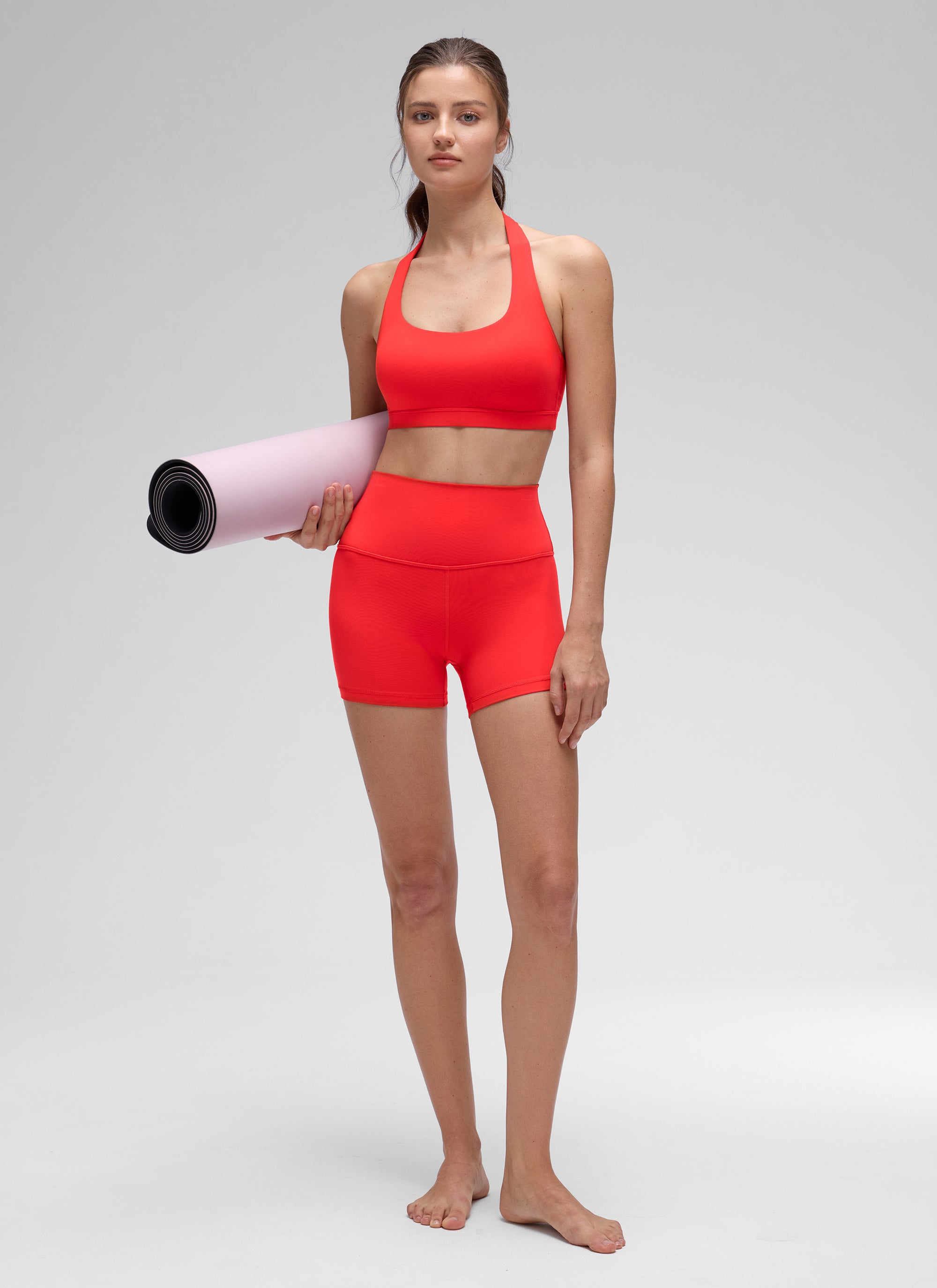CRZ YOGA - Áo lót thể thao dành cho nữ tập yoga, cổ tròn, có đệm, lưng hở, màu đỏ đậm