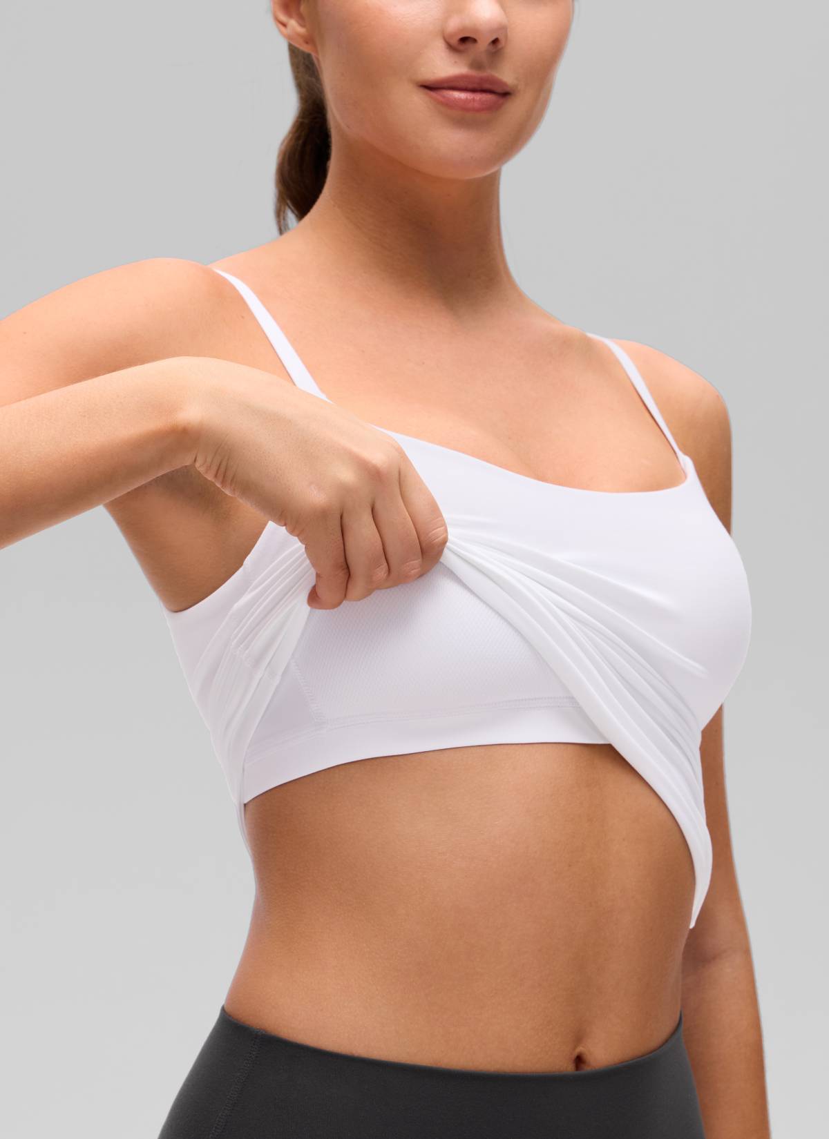 CRZ YOGA Wanita Butterluxe Bra Yoga U Panjang Pinggang Belakang Terbina Dalam Tank Putih