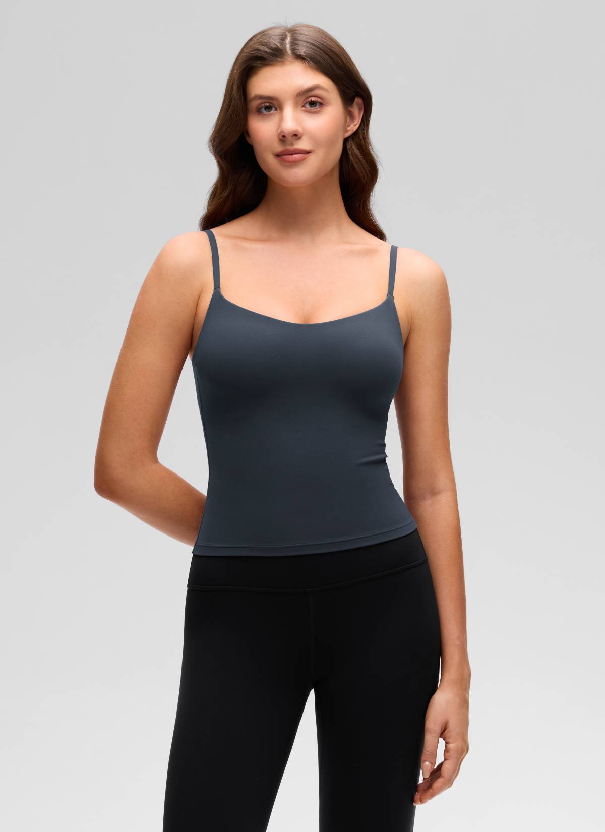 CRZ YOGA Wanita Butterluxe Yoga U Pinggang Belakang Panjang Bra Terbina Dalam Tank True Navy