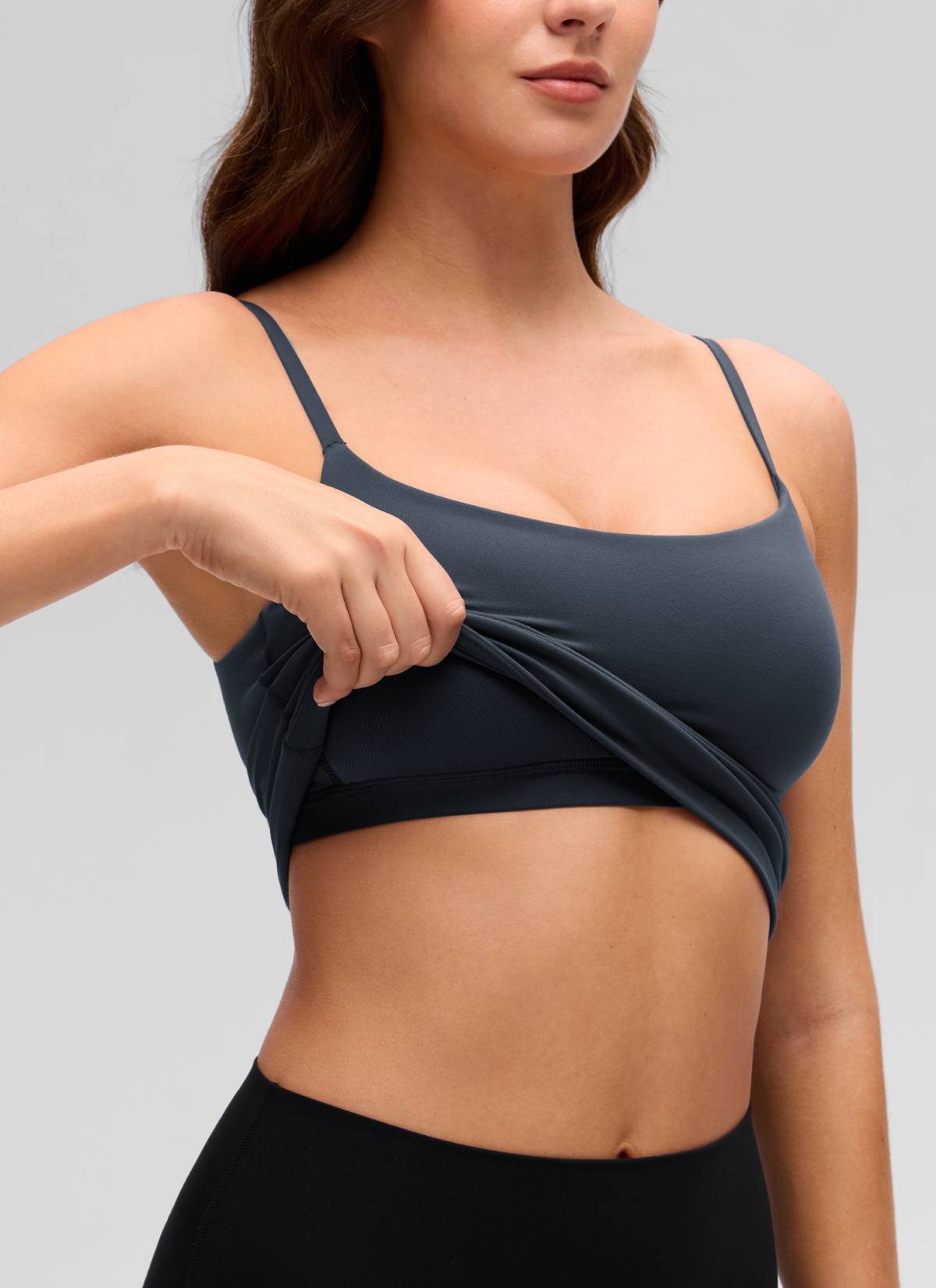 CRZ YOGA Wanita Butterluxe Yoga U Pinggang Belakang Panjang Bra Terbina Dalam Tank True Navy