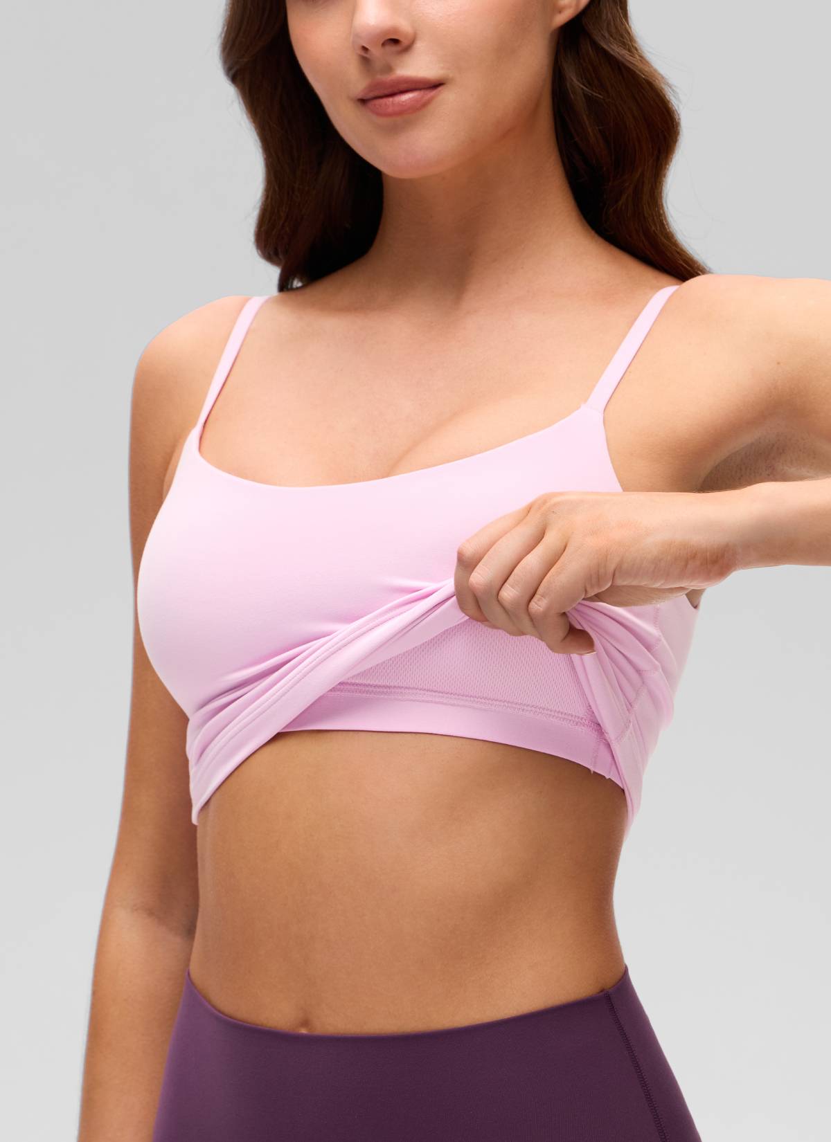 CRZ YOGA Wanita Butterluxe Bra Yoga U Panjang Pinggang Belakang Terbina Dalam Tank Vita Pink