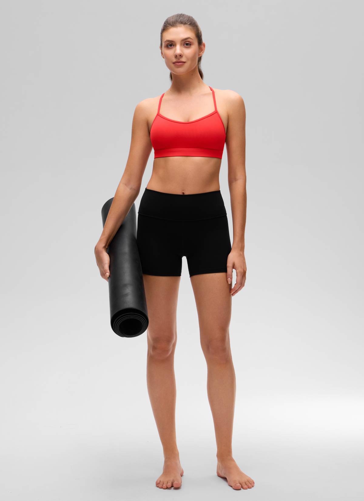 CRZ YOGA 여성용 Butterluxe 요가 스쿱 넥 크로스 백 스포츠 브라 딥 레드