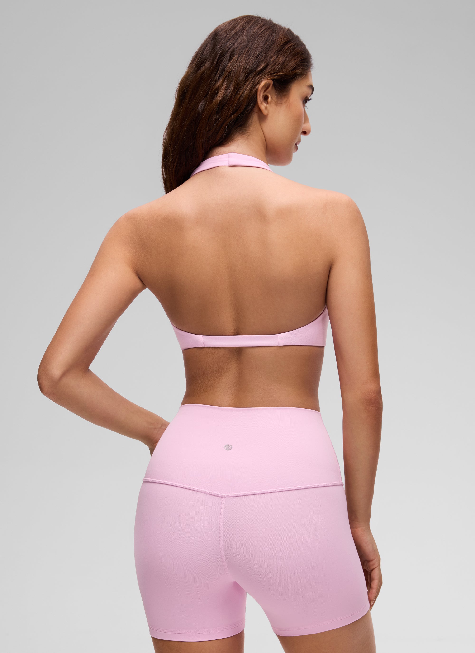 CRZ YOGA Wanita Butterluxe Bra Sukan Berlapis Dua Potongan Leher V Yoga Vita Pink