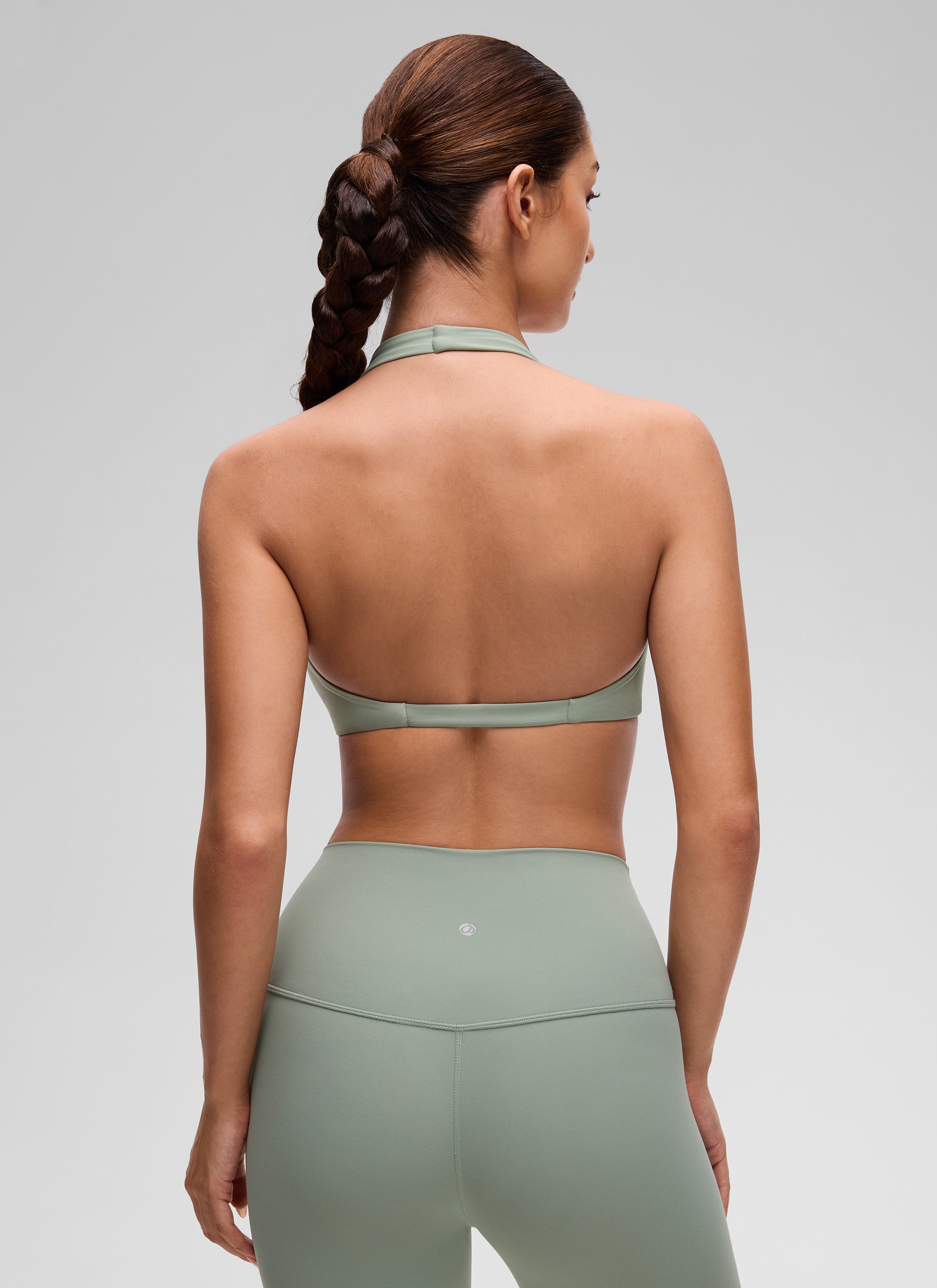 CRZ YOGA Wanita Butterluxe Bra Sukan Berlapis Dua Potongan Leher V Yoga Green Palm Court