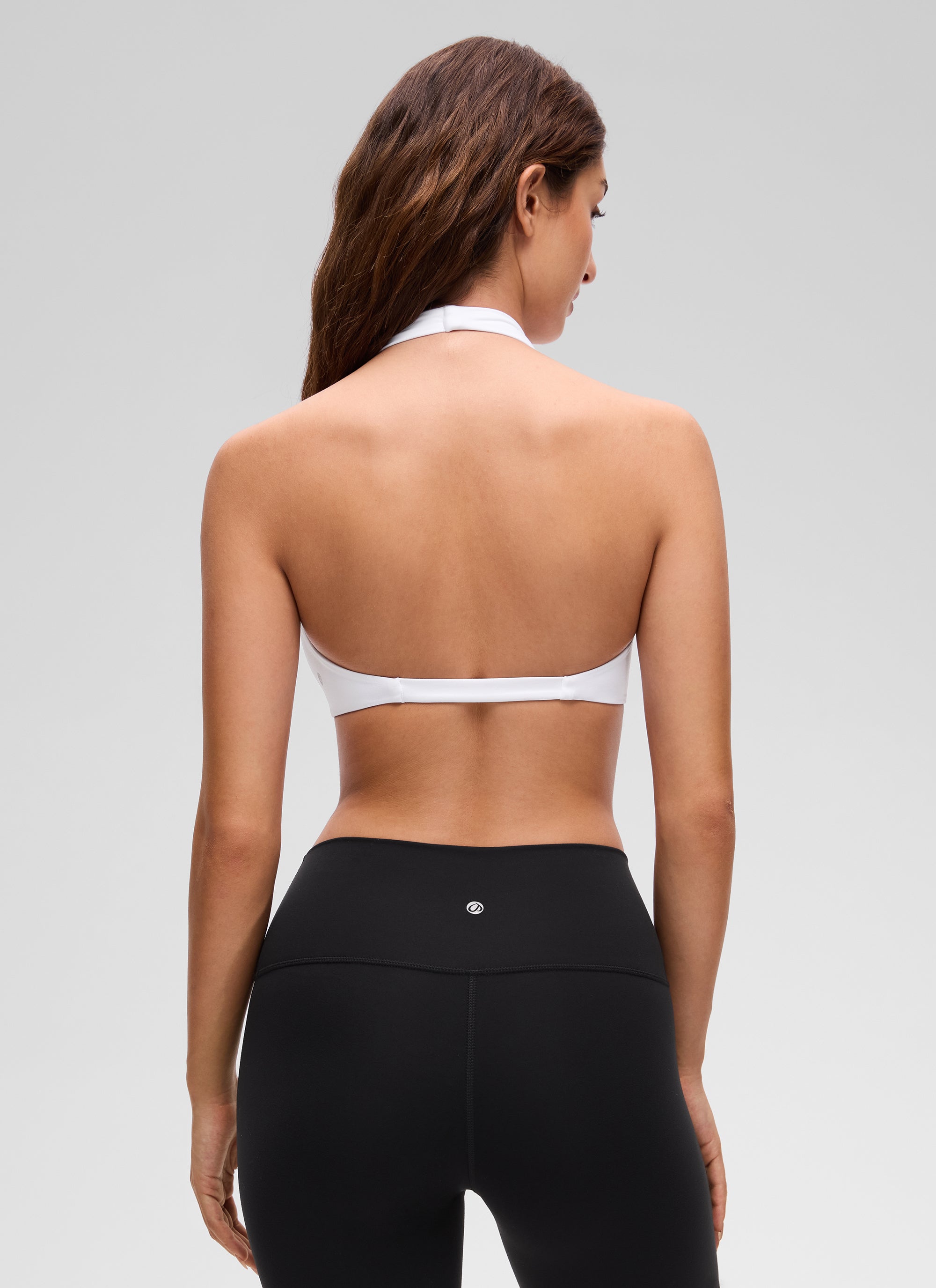 CRZ YOGA Wanita Butterluxe Bra Sukan Berlapis Dua Potongan Leher V Yoga Putih