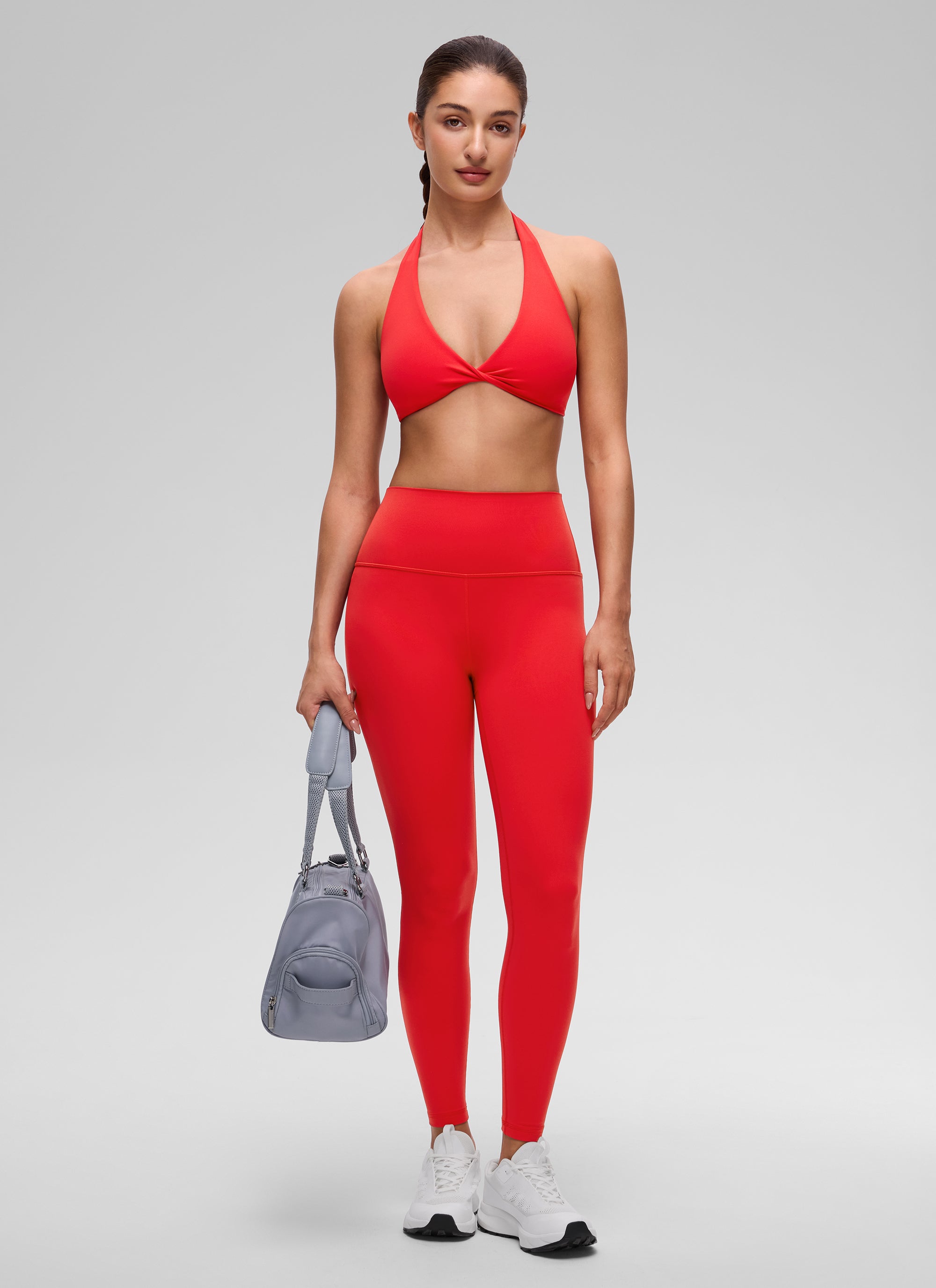 CRZ YOGA Wanita Butterluxe Bra Sukan Berlapis Dua Potongan Leher V Yoga Merah Tua
