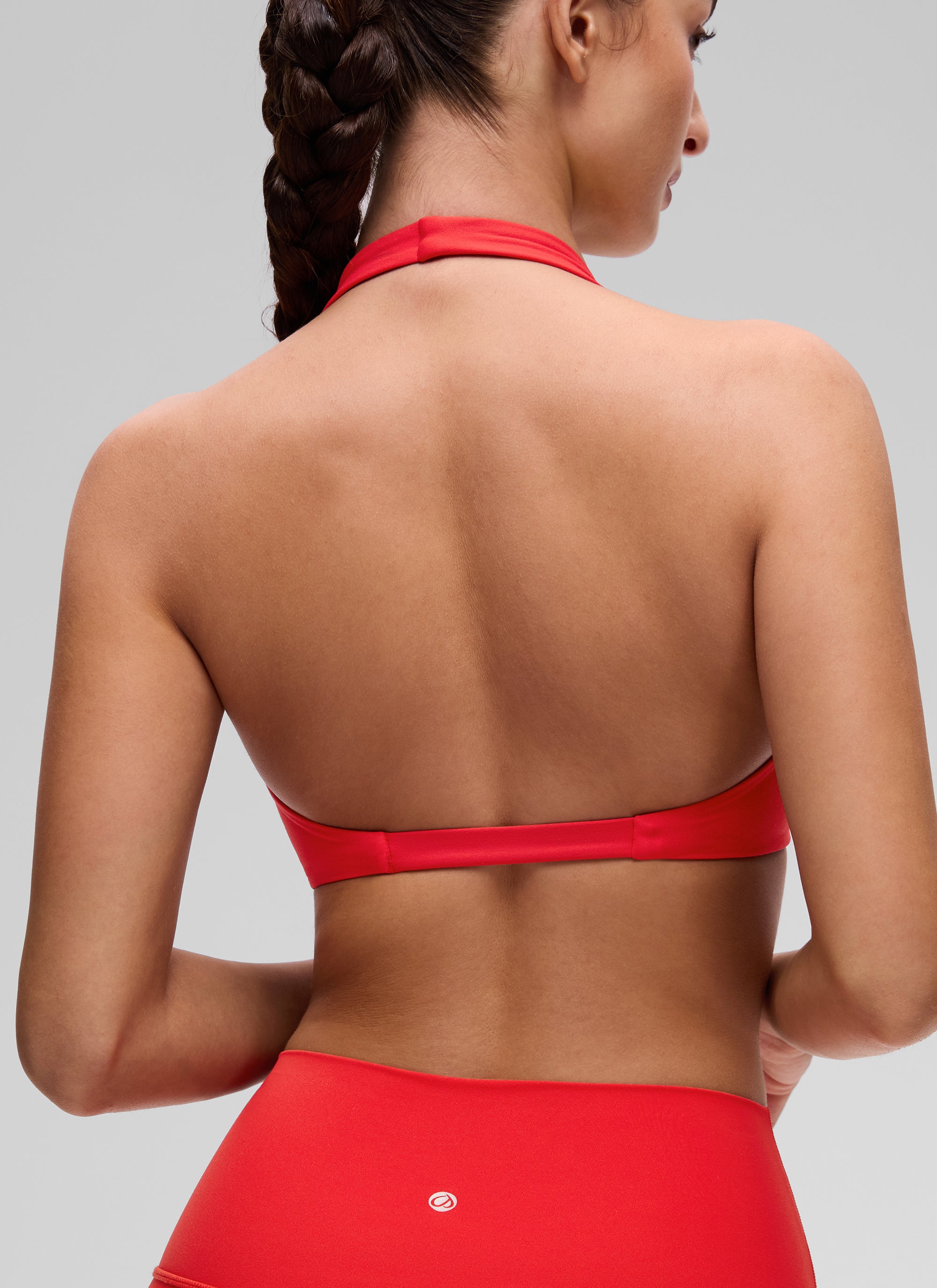 CRZ YOGA Wanita Butterluxe Bra Sukan Berlapis Dua Potongan Leher V Yoga Merah Tua